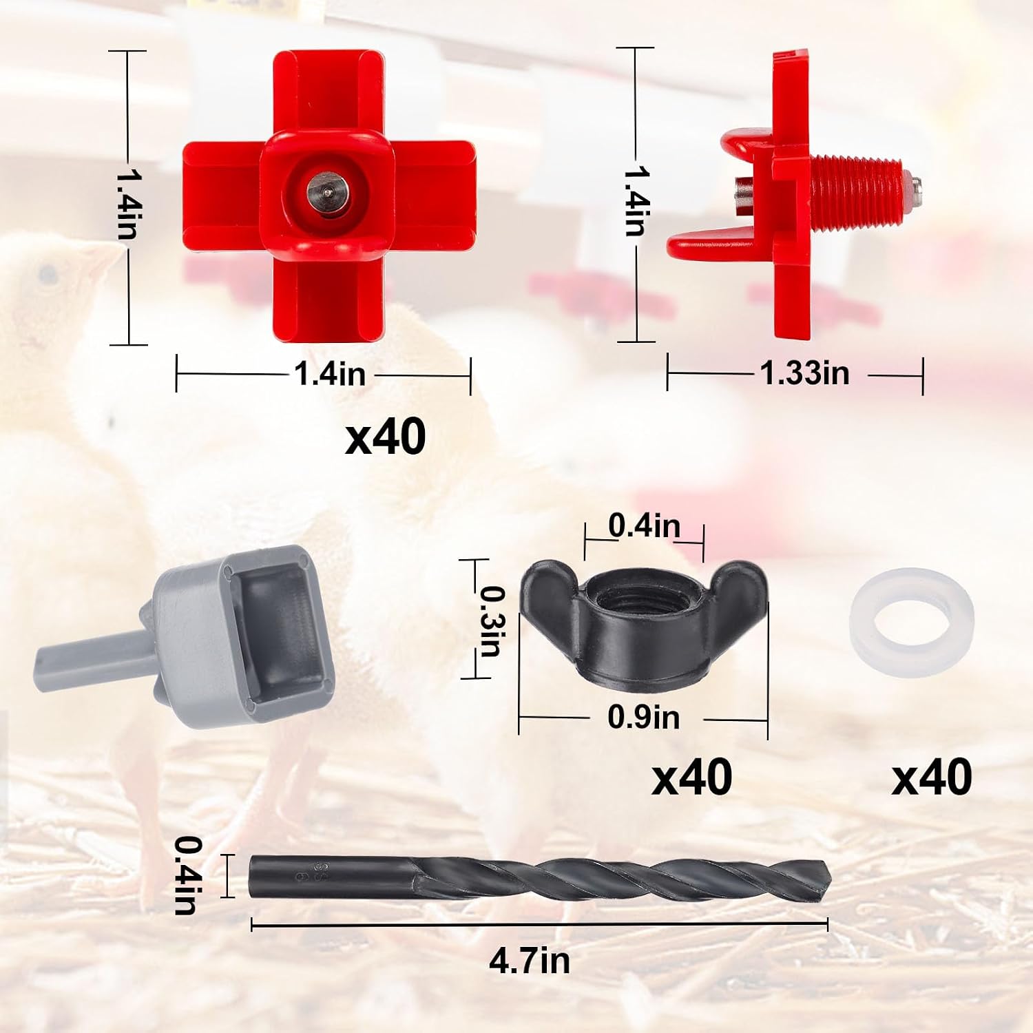 20 Pack Chicken Waterer Nipples for Chicks to Chickens with Drill Bits | Water Saving Design, Easy Install Leakproof Poultry Watering System, Chicken Coop Accessories, Quail Water Feeder