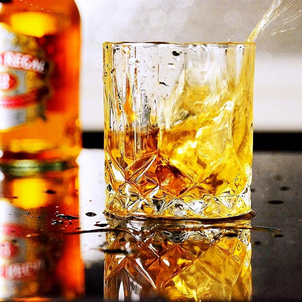 GLASKEY 12 oz Storm Japanese Whiskey Glasses Set of 4, Unique Cognac Glasses, Heavy Thick Bottom Bar Glass for Scotch Bourbon Rum Gin Water Cocktail,Gifts Men Gifts Ideas