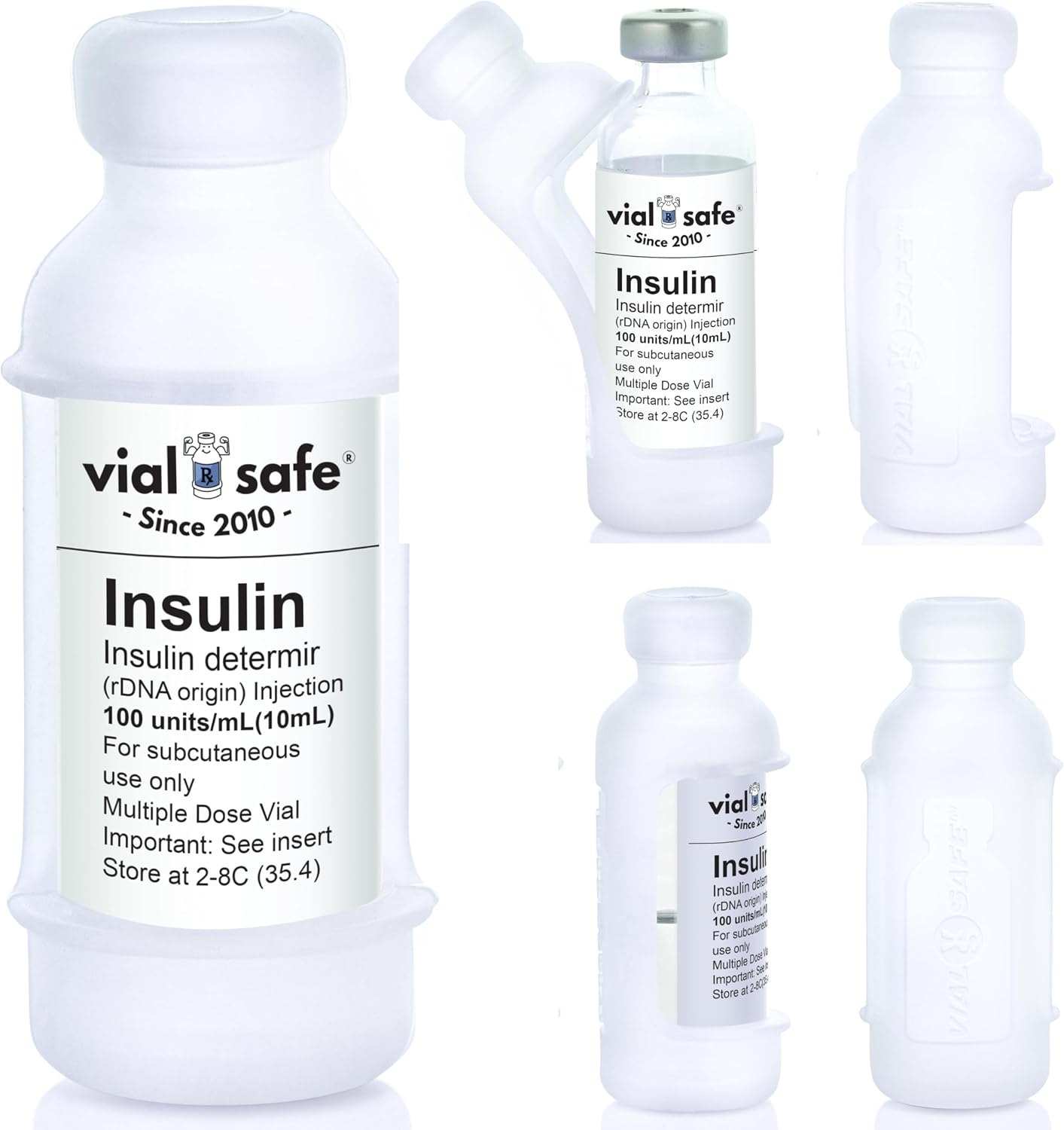 Vial Safe Silicone Insulin Vial Protector Case Cover 2-Pack Clear