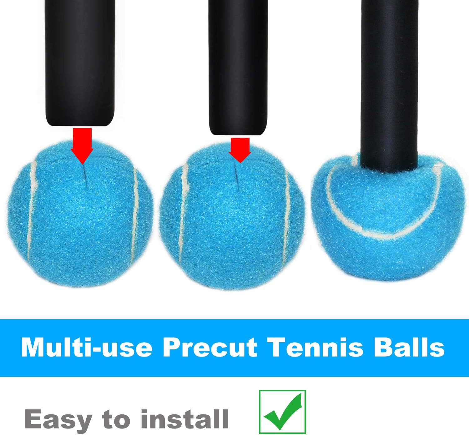 URBEST Walker Tennis Balls 4pcs Precut Heavy Duty Tennis Balls for Walkers