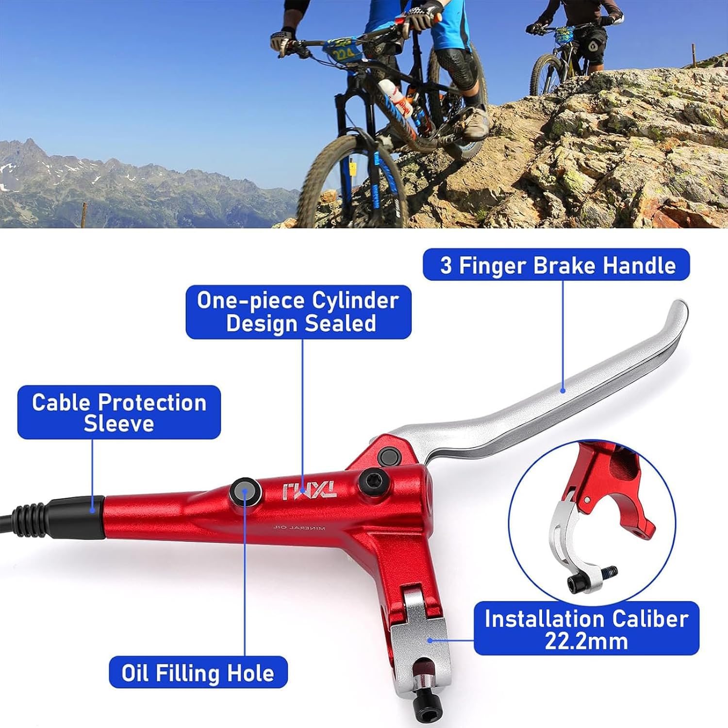 TOBWOLF MTB Cable Disc Brake Kit, Front Rear Calipers with 160mm Rotors