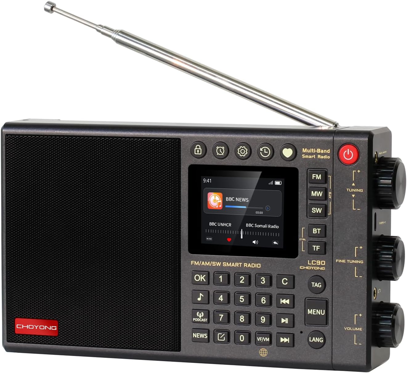 CHOYONG LC90 Internet Radio Professional Multi-Functional SmartMulti-Band WIFI/4G Global Version choyoung Portable Radio FM/LW/MW/SW/SSB Shortwave