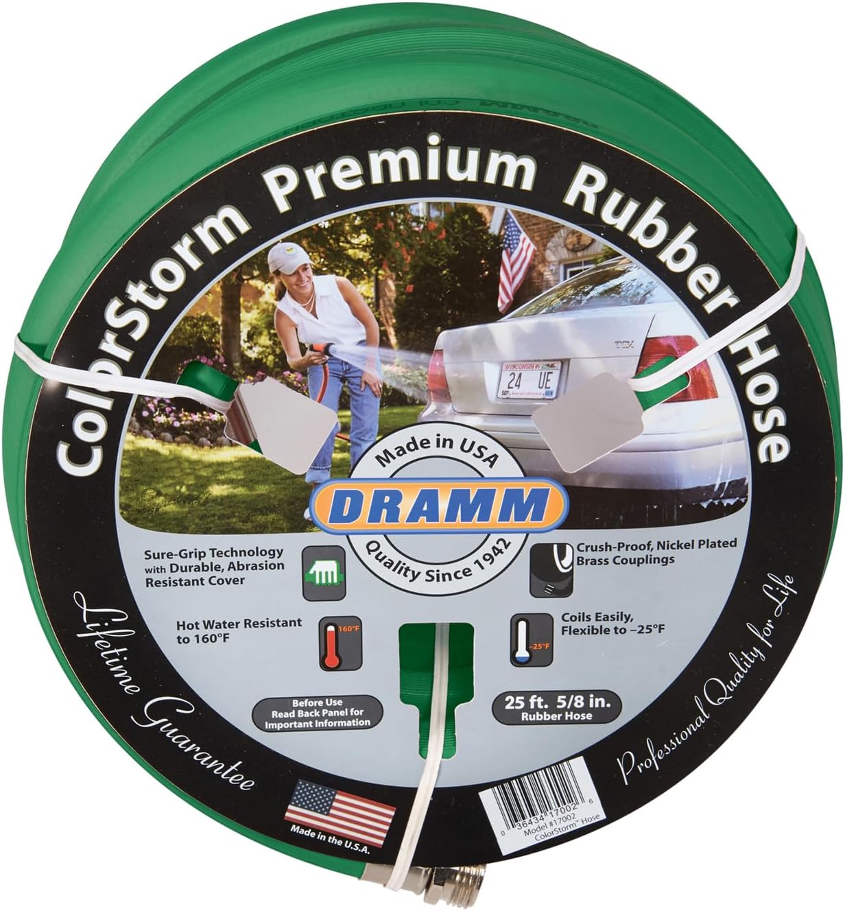 Dramm ColorStorm Premium Rubber Garden Hose – 100 ft Heavy Duty 3/4" Water Hose – Kink Resistant, Crush-Proof Nickel-Plated Couplings – Made in USA - Yellow