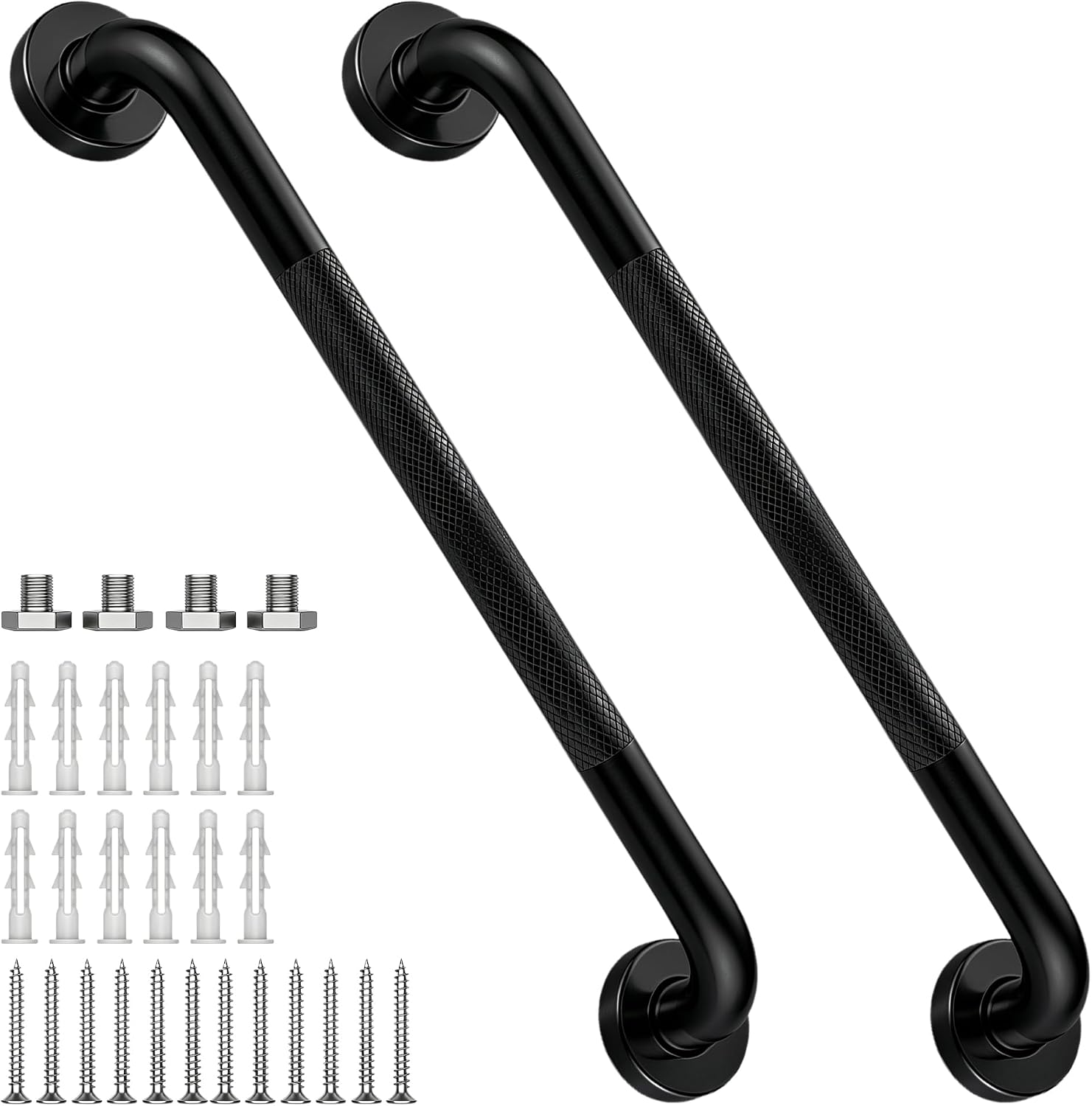12 Inch Shower Grab Bar 1.25" Dia,Brushed Nickel Anti Slip Bathroom Grab Bar, 304 Stainless Steel Knurled Handicap Grab Bars, Safety Support Handrail,Bath Shower Handle for Elderly Injury Senior
