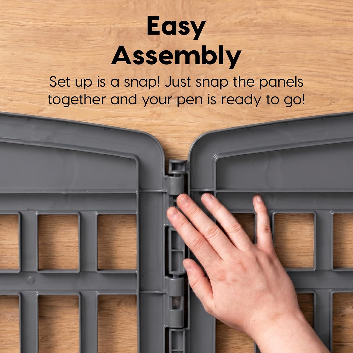 IRIS USA 4-Panel Dog Playpen, Pet Enclosure, Black | Pet Containment, Configurable Layout, Multi-Shape Setup, Custom Pen Configuration, Stable Non-Tip Base, Tool-Free Assembly