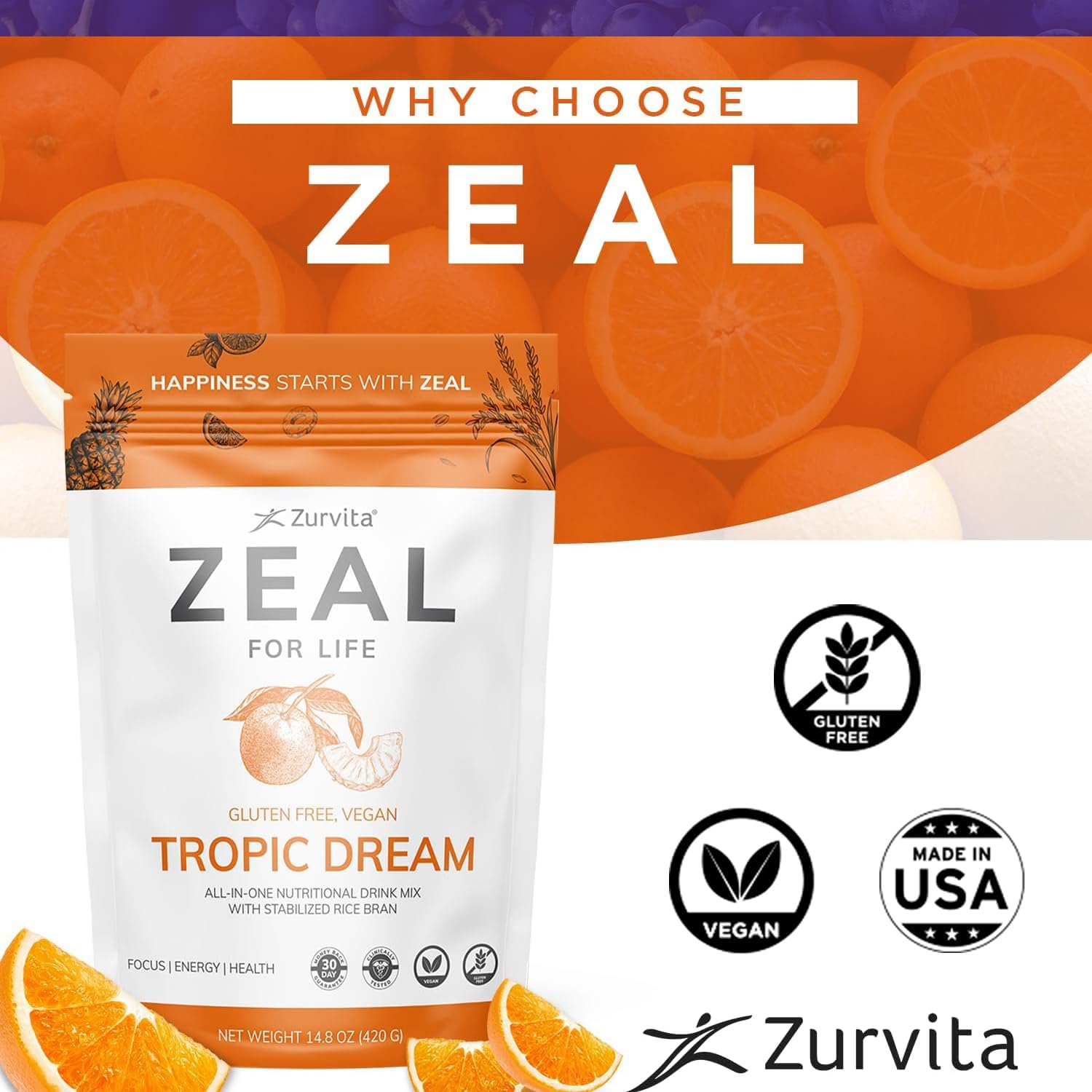 Zurvita - Zeal for Life Wild Berry Wellness Drink Mix - 420 g | Contains Vitamins, Minerals, Antioxidants, Plant Nutrients, Digestive Enzymes, And Phytonutrients For Daily Nutrition