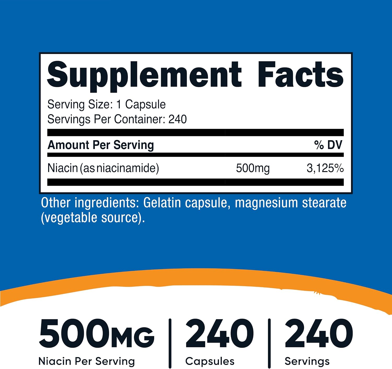 Nutricost Niacinamide (Vitamin B3) 500mg, 240 Capsules, Flush Free | Gluten-Free, GMO-Free