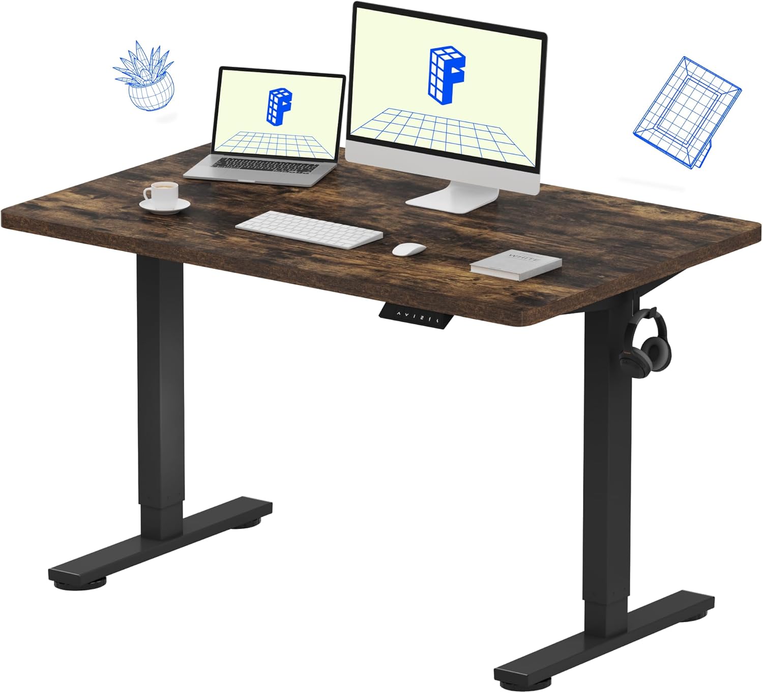 FLEXISPOT EN1 One-Piece Standing Desk, Electric Adjustable with 4 Memory Presets, 176 LBS Capacity, Stable & Quiet