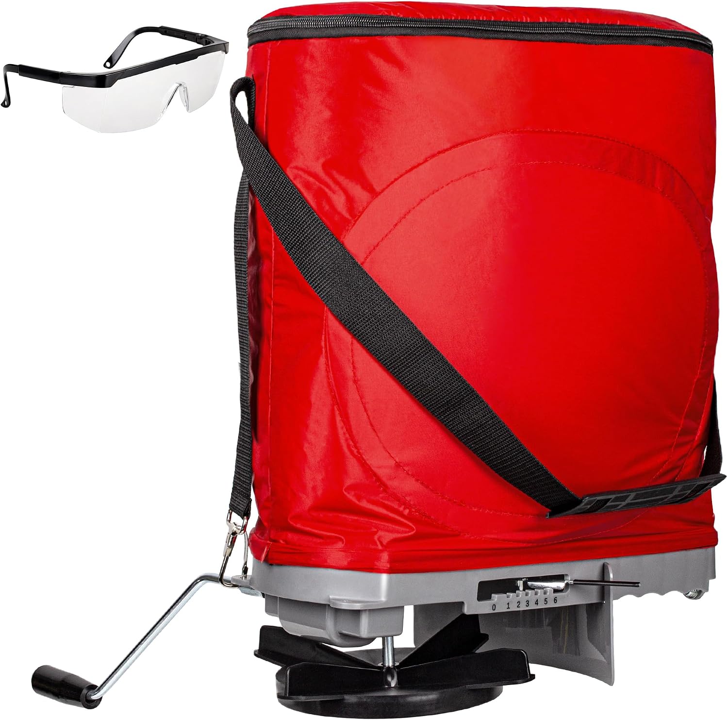 Walensee Handheld Seed Spreader with 25lb Bag, Frame Support, Flow Control, Enclosed Gears, Rear Baffle