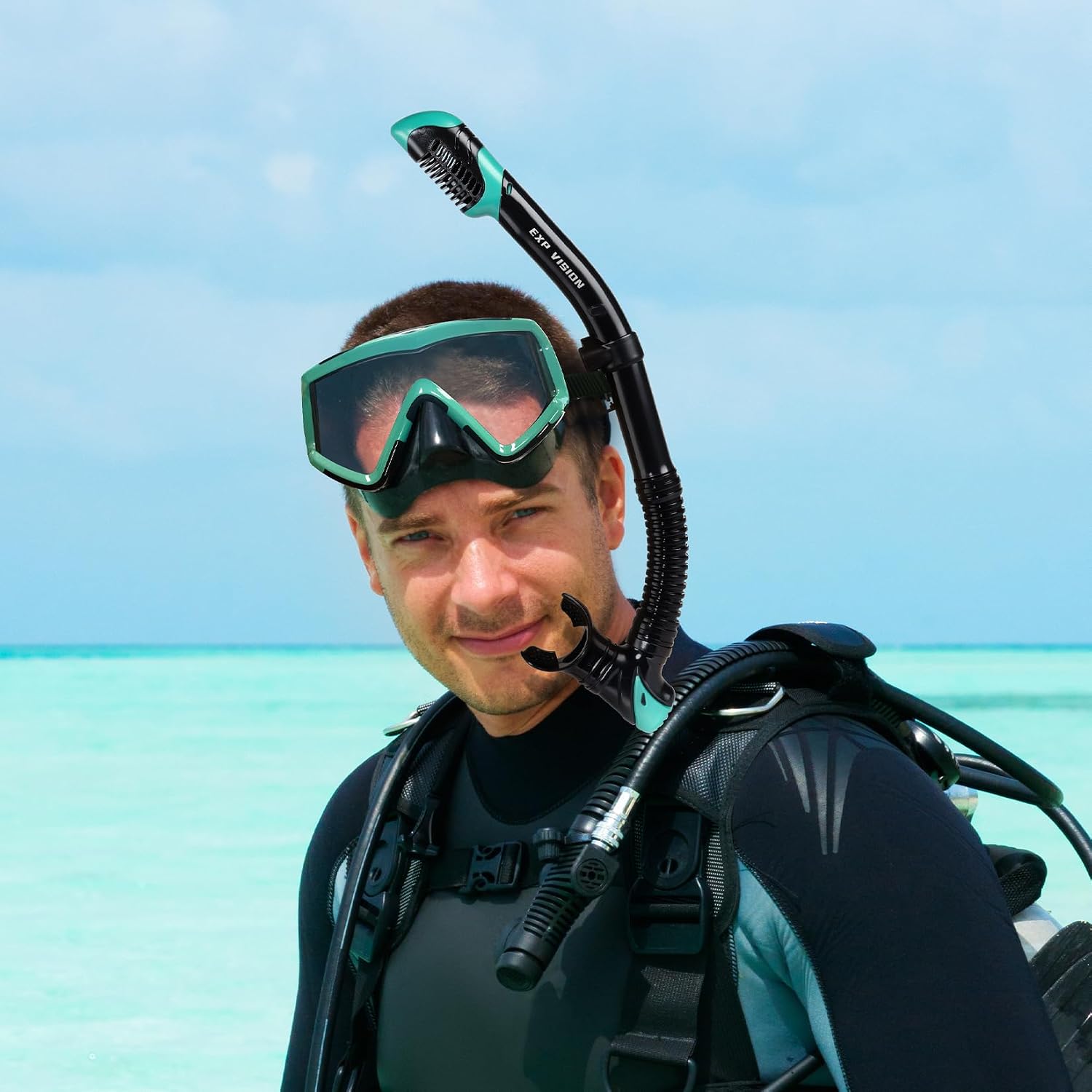 Adult Pano 3 Scuba Diving Mask, Tempered Glass Snorkel Mask Anti-Fog Swim Mask No Leakage Swim Goggles with Nose Cover Snorkeling Gear for Snorkeling