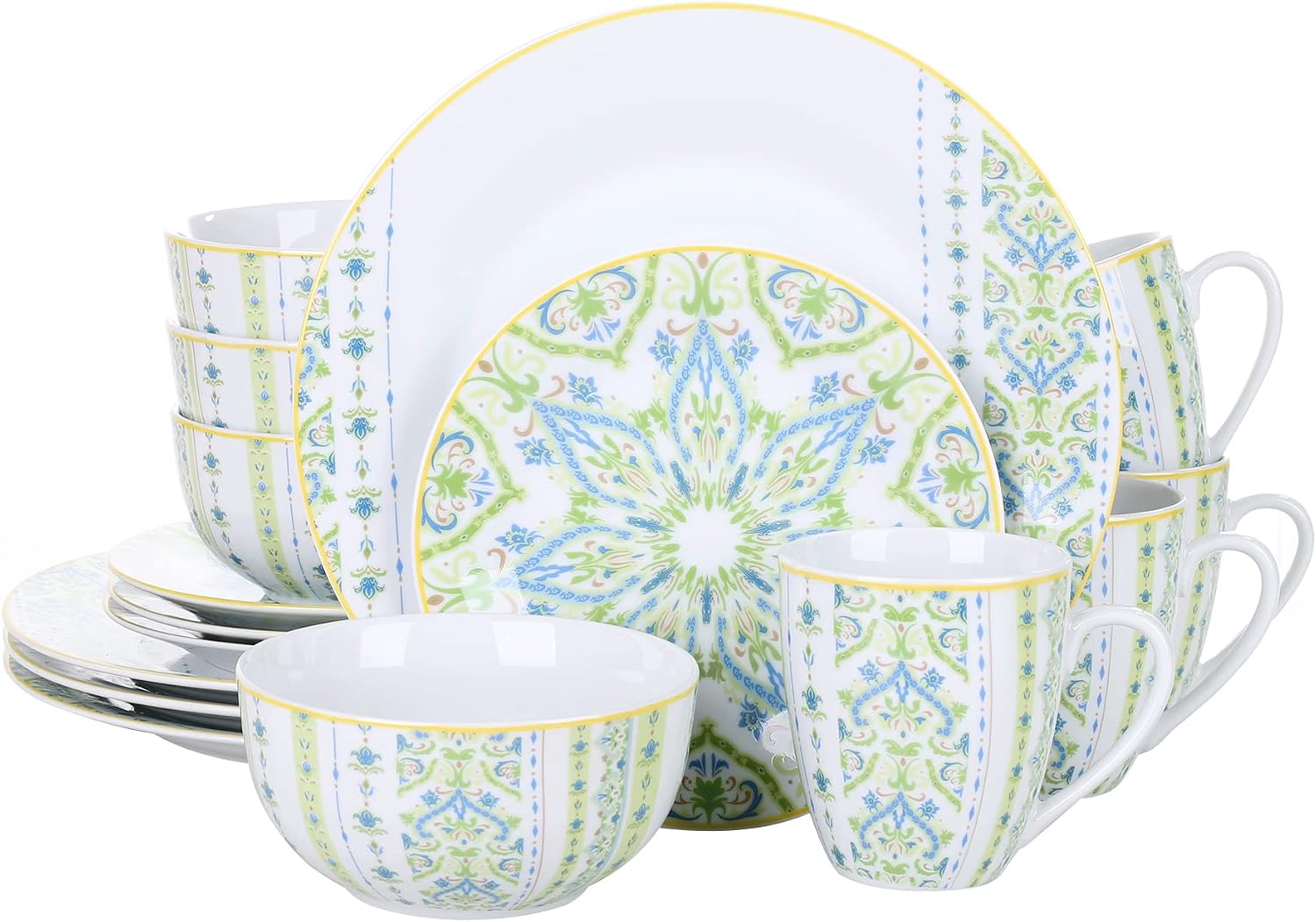 VEWEET 30 PCS Ceramic Dinnerware Sets for 6, Pink Floral Dish Set, ANNIE | Porcelain Dinner Set Including Dessert Plates, Soup Plates, Dinner Plates, Cups & Saucers, Microwave & Dishwasher Safe