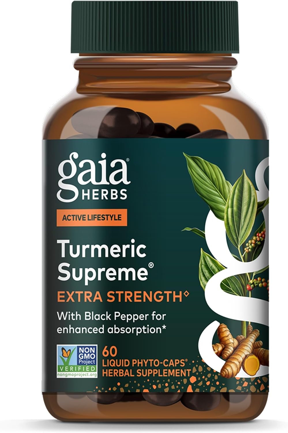 Gaia Herbs Turmeric Supreme Extra Strength - Helps Reduce Occasional Discomfort from Normal Wear & Tear*- 616 mg Organic Turmeric Curcumin Supplement with Black Pepper- 120 Vegan Liquid Phyto-Capsules