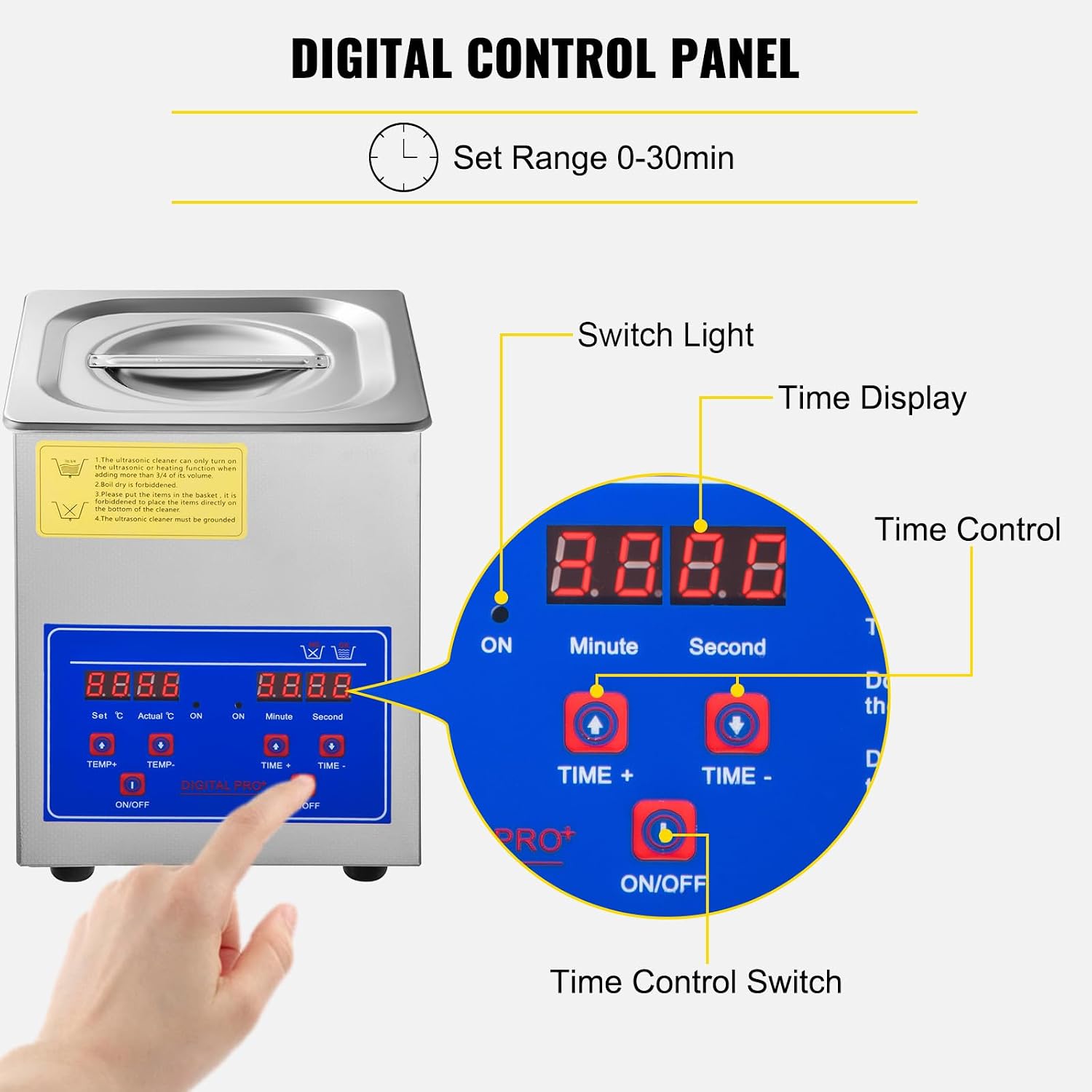 VEVOR 6L Commercial Sonic Cleaner, 40kHz Professional Cleaning Machine with Digital Timer & Heater, 110V - Ideal for Watches, Instruments, and Industrial Parts, FCC/CE/RoHS Certified | with Digital Timer and Heater, 110V, for Watch, Instruments, and Indu…