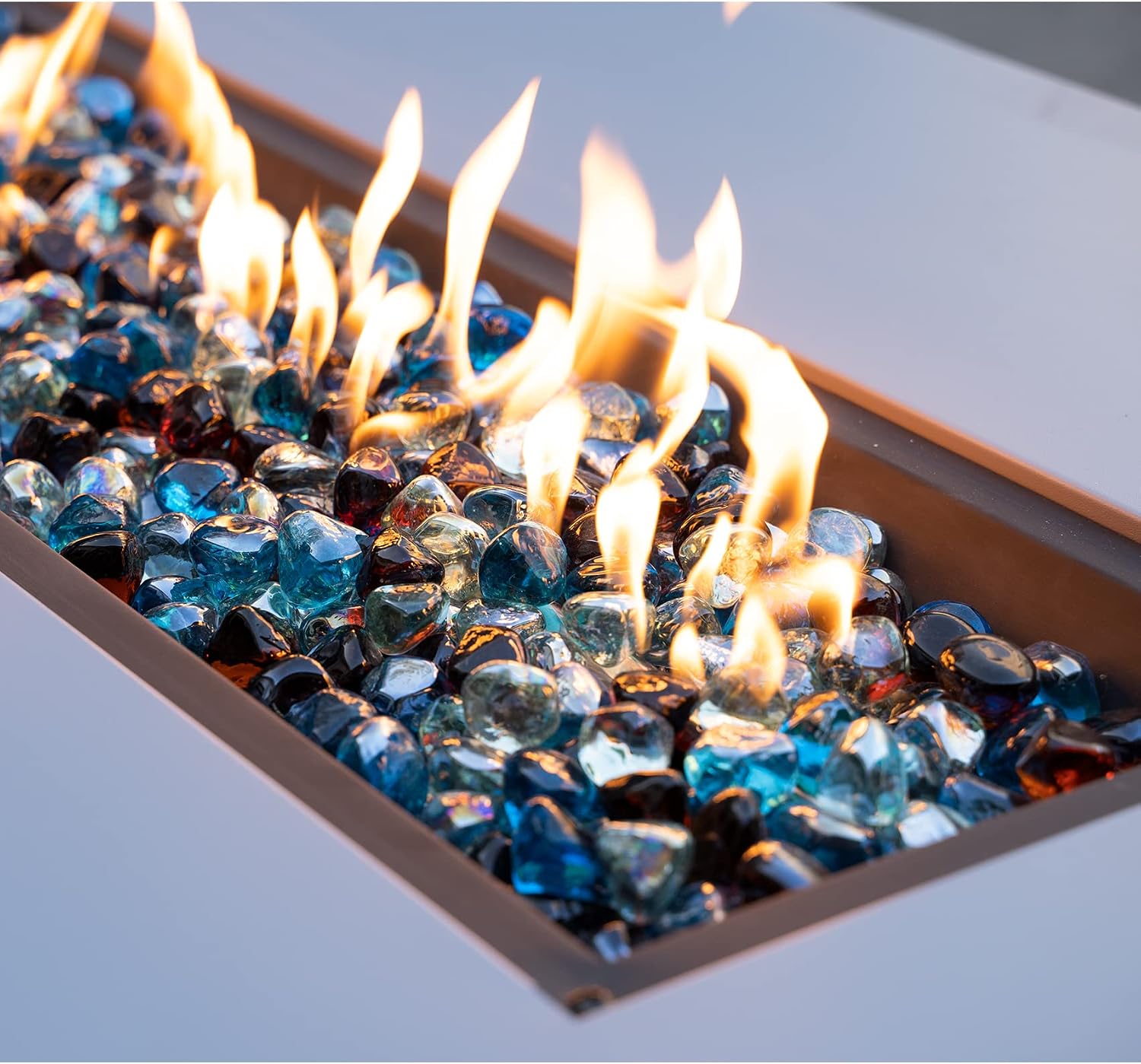Mr. Fireglass 10 Pounds 1 Inch Diamond Fire Glass, High Luster Crystal Ice | Reflective Fire Pit Glass Rocks,10 lbs, For Propane & Natural Gas Fire Pits Table Fireplace & Lanscape