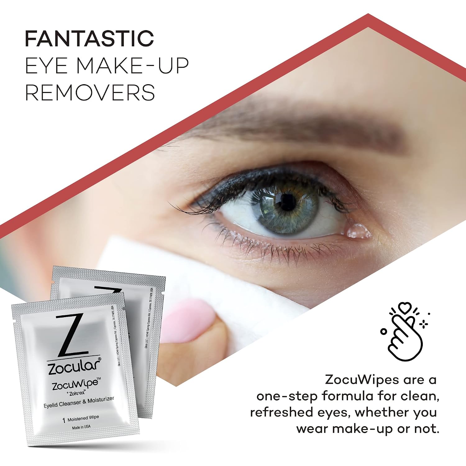 Zocular Zocuwipe Eyelid Wipes, Gentle Cleansing & Moisturizing, 30 Count | Okra-based Cleansing Formula, Eyelid Hygiene, Eyelid Comfort, Individually Wrapped, Rinse Free, Ophthalmologist-Developed