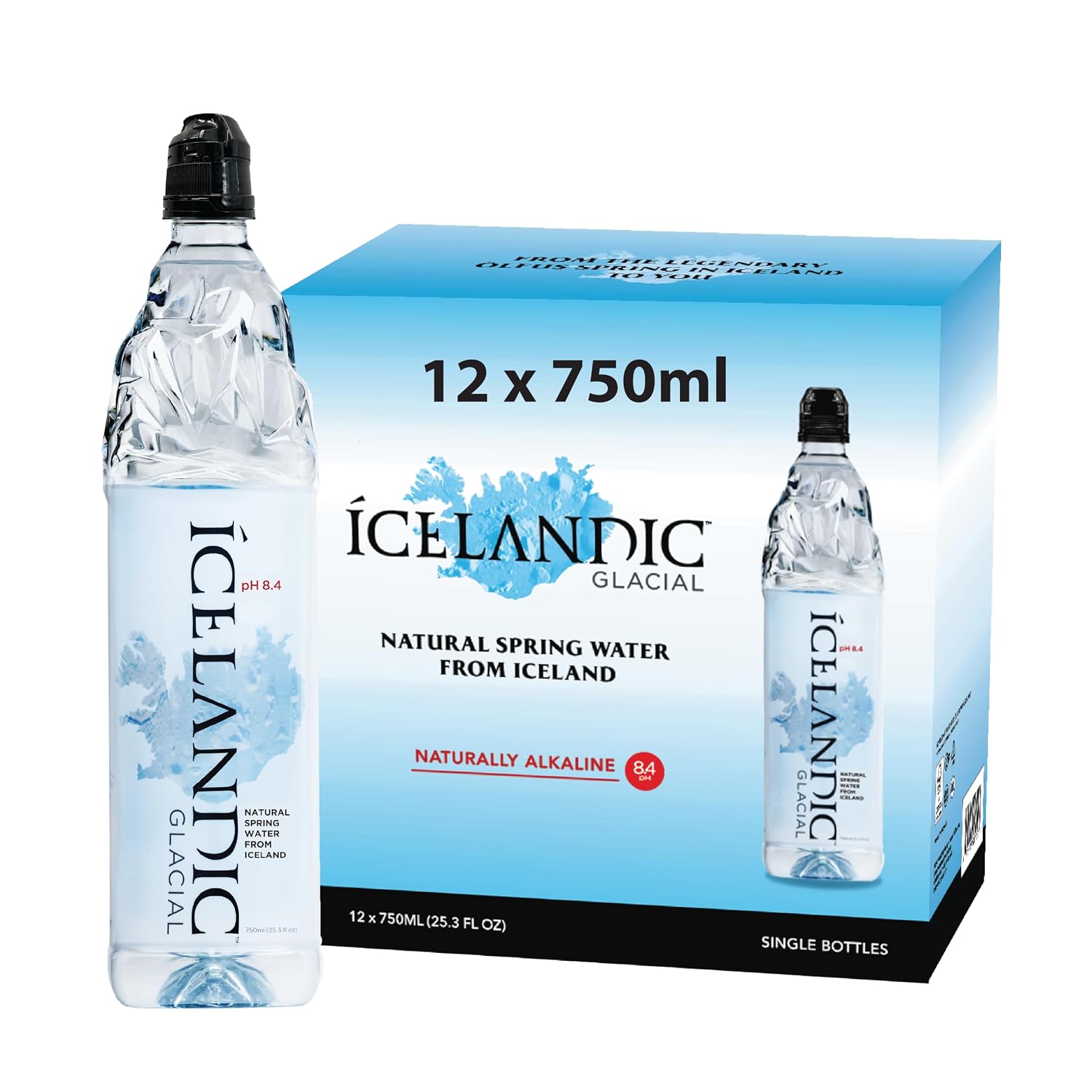 Icelandic Glacial Natural Spring Alkaline Water, 16.9 Fl Oz (Pack of 24) | Natural Spring Alkaline Water
