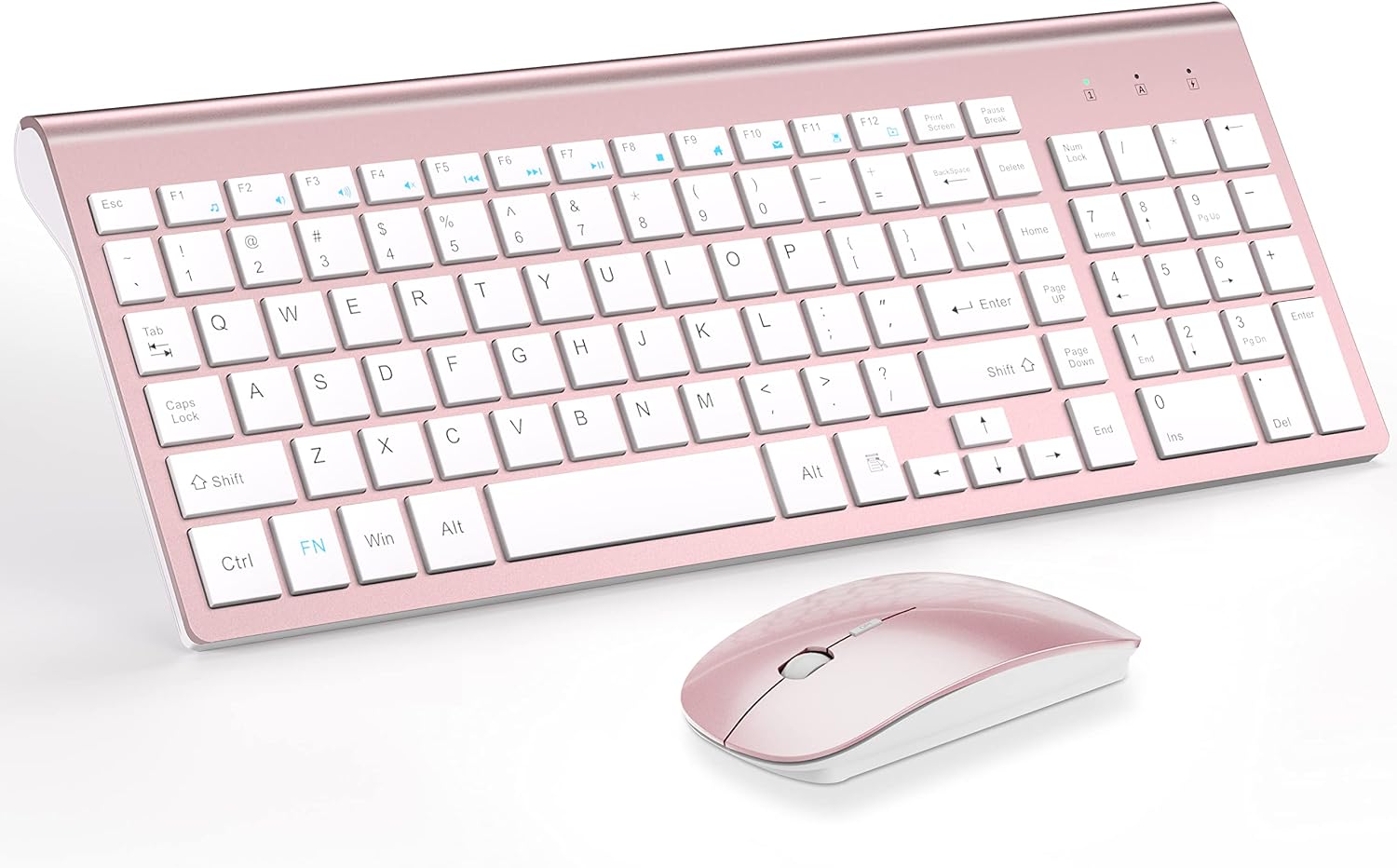 Wireless Keyboard and Mouse Ultra Slim Combo, TopMate - White | 2.4G Silent Compact 2400DPI Mouse and Scissor Switch Keyboard Set with Cover, Batteries Included, for PC/Laptop/Windows/Mac