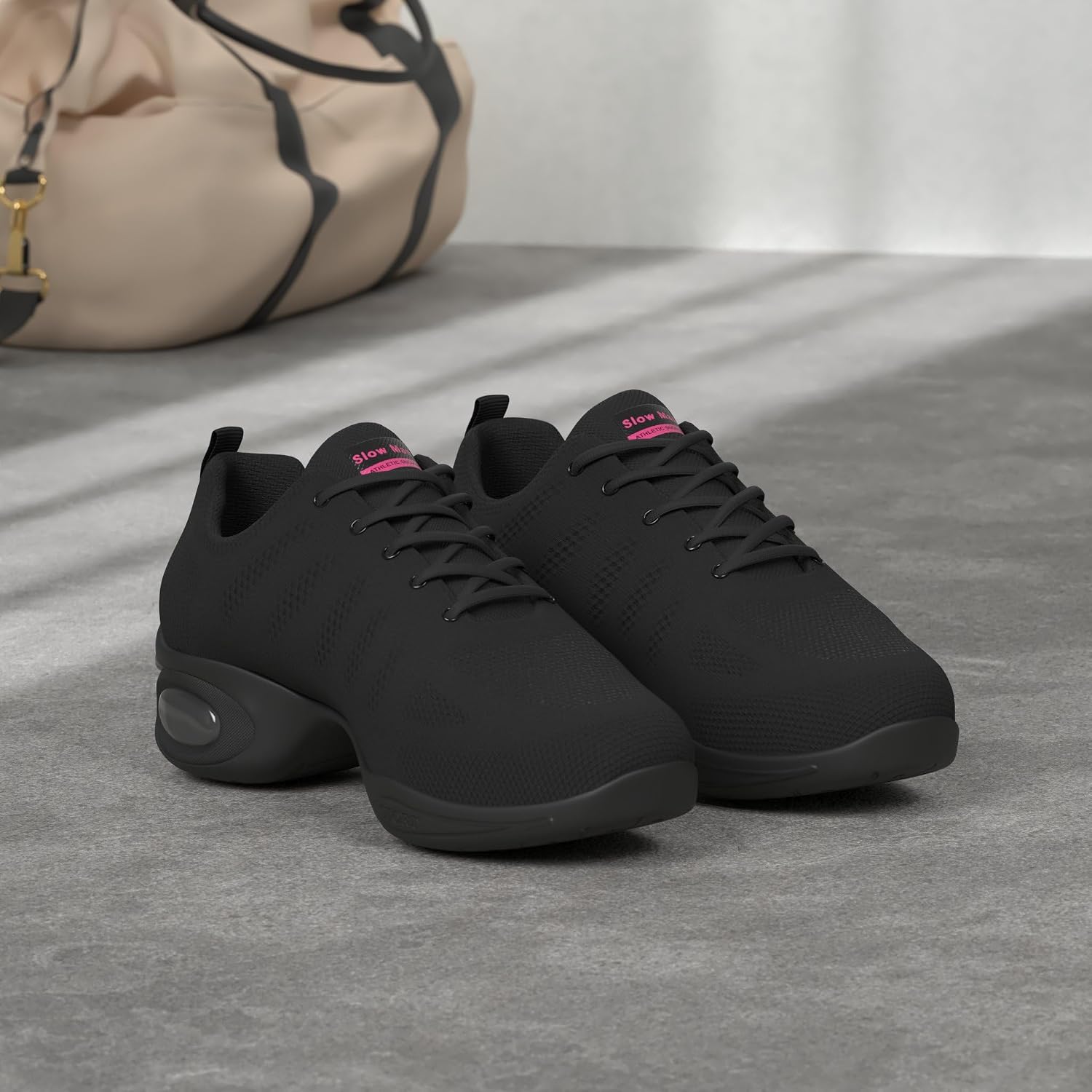 Slow Man Women's Jazz Shoes Lace-up Sneakers - Breathable Air Cushion Lady Split Sole Athletic Walking Dance Shoes Platform