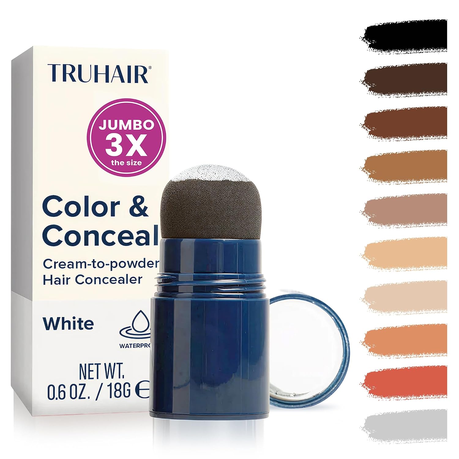 TRUHAIR Color & Conceal Waterproof Root Touch Up Hair Color for Gray Hair Coverage - Instant Root Cover Up Hair Powder for Women & Men - Bald Spot