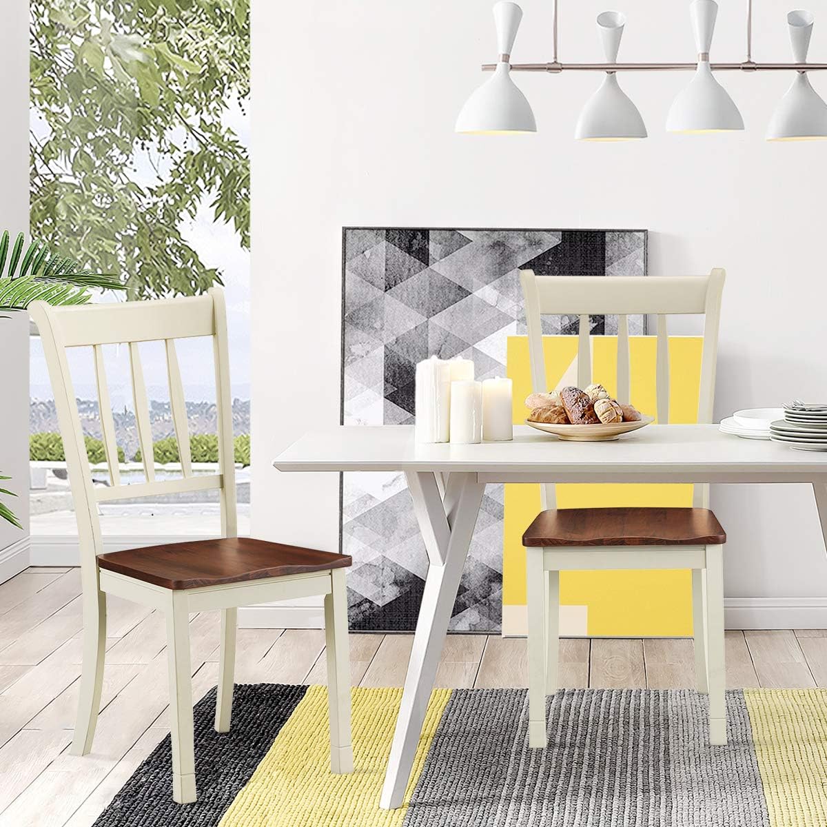 GIANTEX Wood Dining Chairs Set of 2, Armless Kitchen Chairs