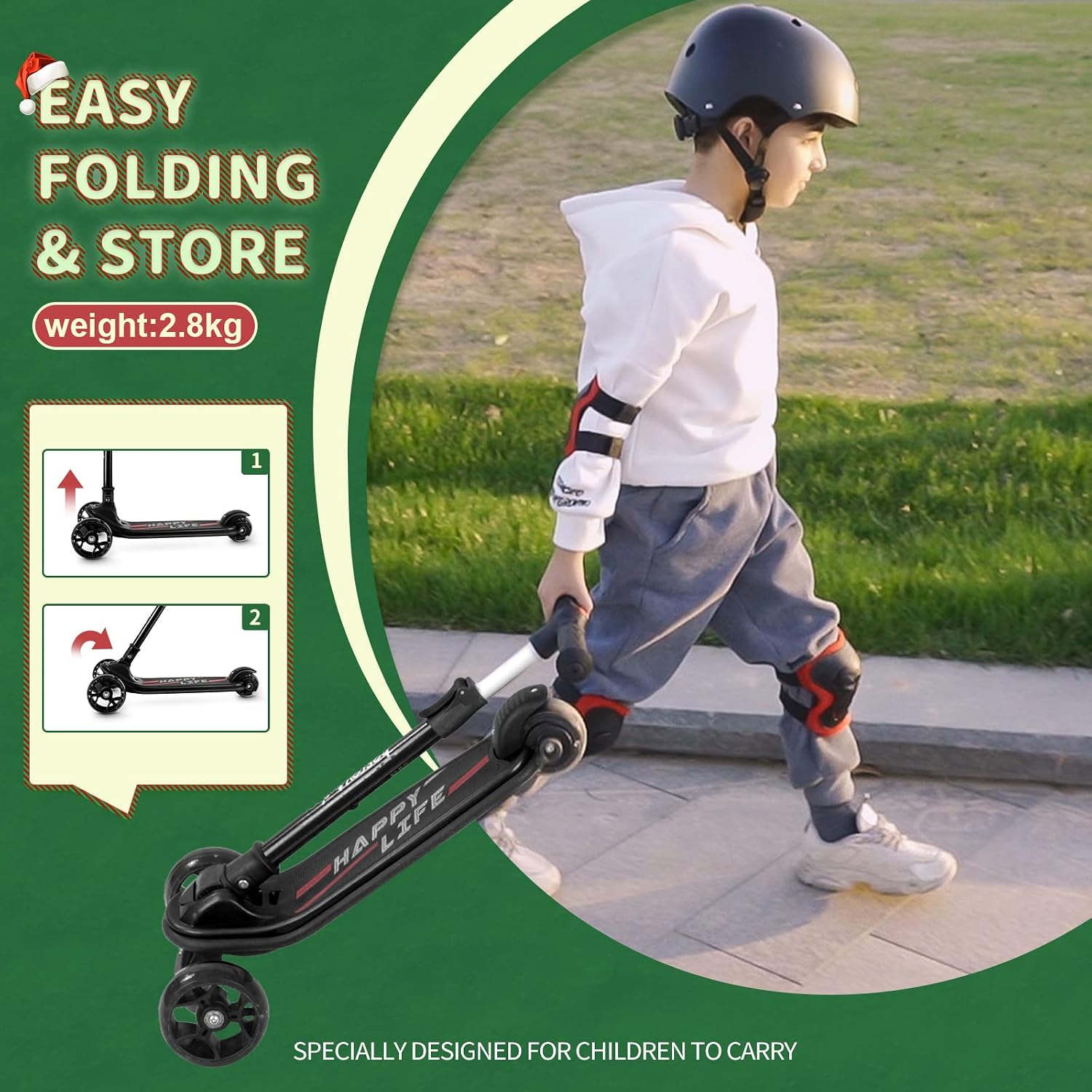 besrey 3 Wheel Scooter for Kids Ages 3-10 with 4 Adjustable Height