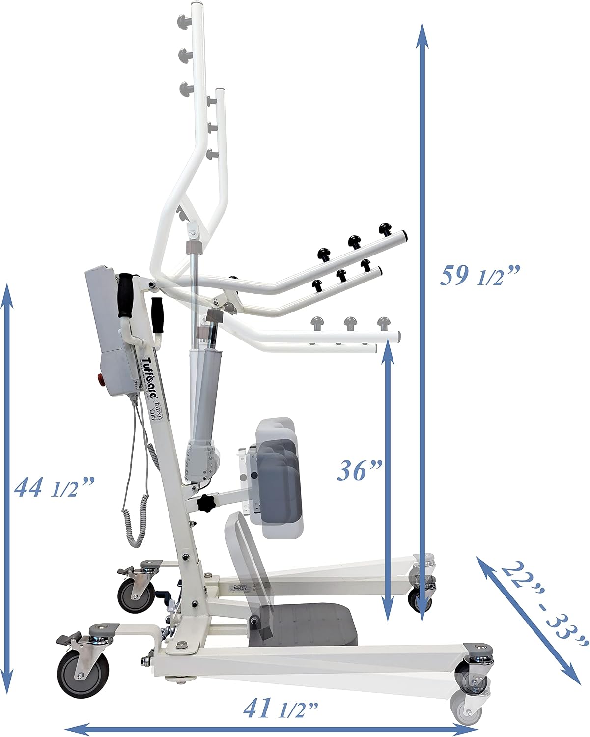 Stand Up Electric Patient Lift - Sit to Stand, Standing Lift, Rhino Lift with Manual Low Base - with Transport Sling (Large), 380 lb. Weight Capacity