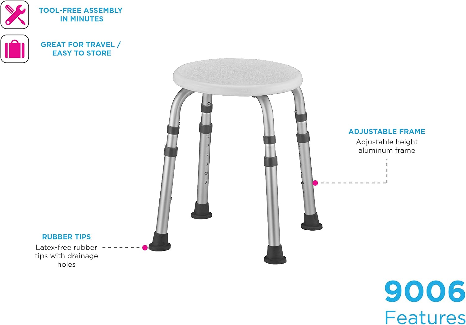 NOVA Medical Products Bath Stool White 1 Count (Pack of 1)