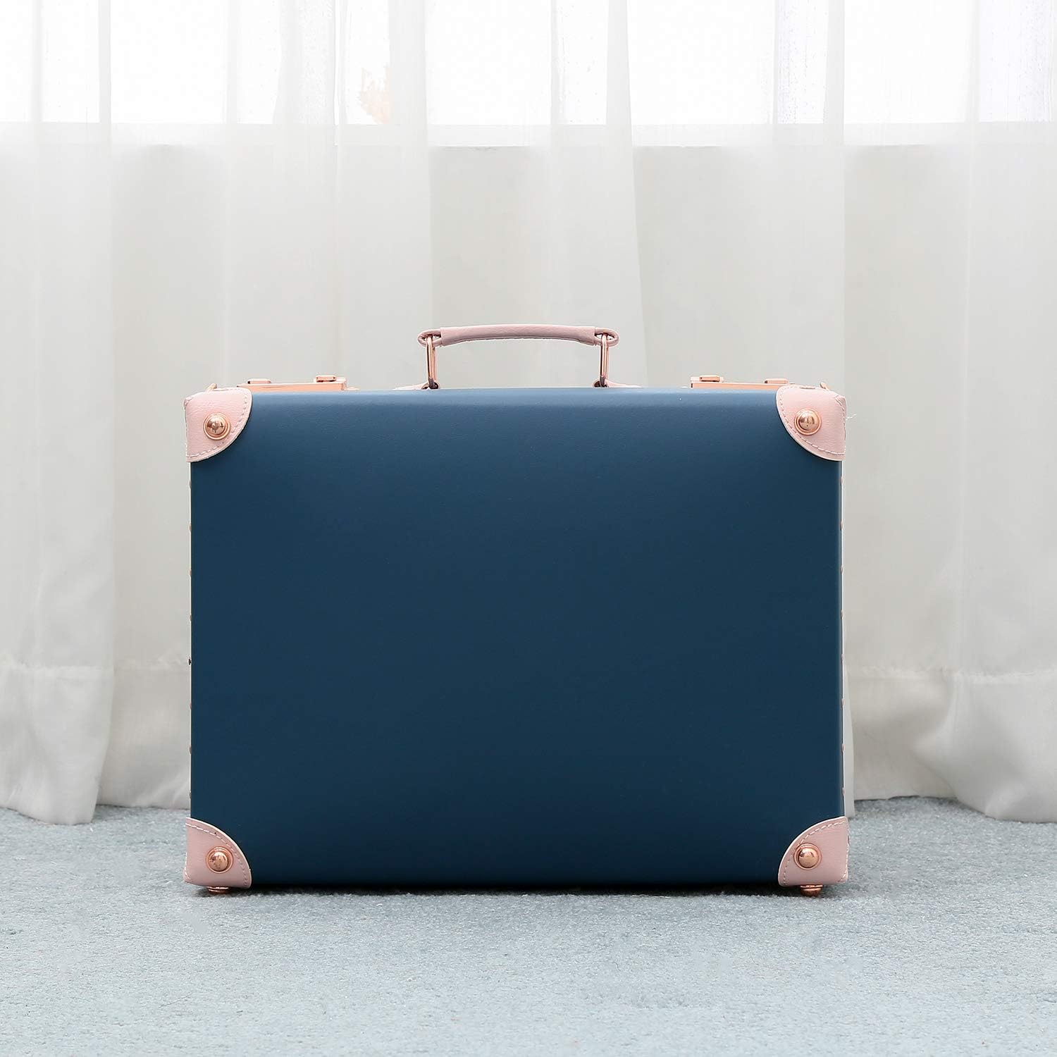 urecity Vintage and Cute Carry-on Overnight Case Non-wheeled Mini Leather Trunk Suitcase with Shoulder Strap