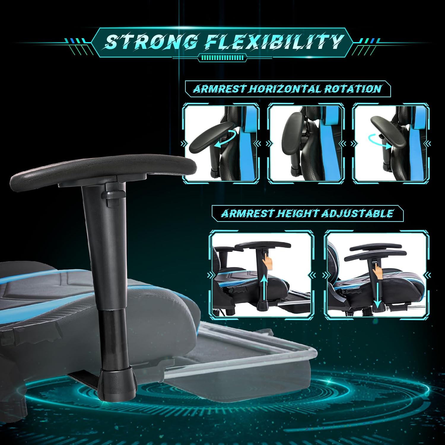 AA Products Gaming Chair Ergonomic High Back Computer Racing Chair Adjustable Office Chair with Footrest, Lumbar Support Swivel Chair - Black
