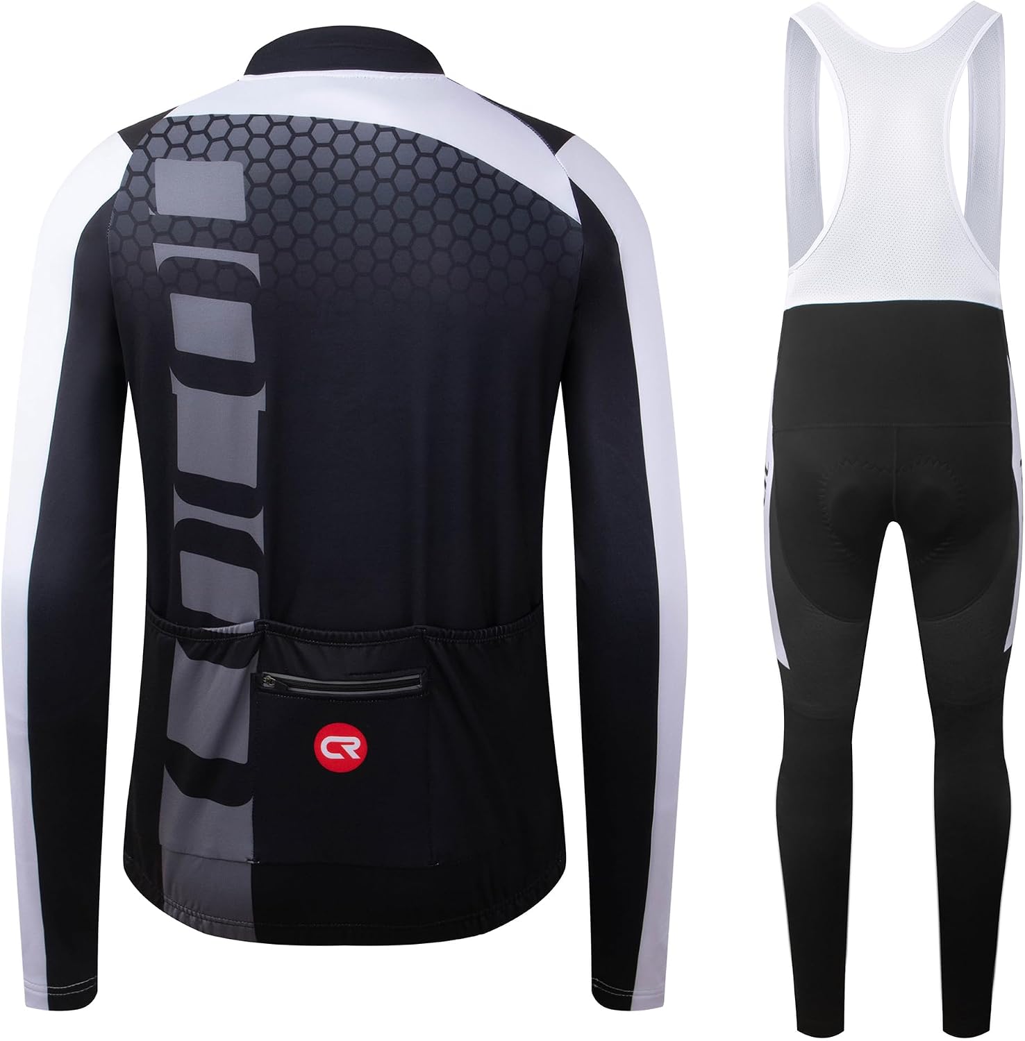 Coconut Ropamo CR Men's Cycling Clothing Set Long Sleeve Cycling Jersey Zipper Pocket Bike Outfit Cycling Bib Pants 3D Padded
