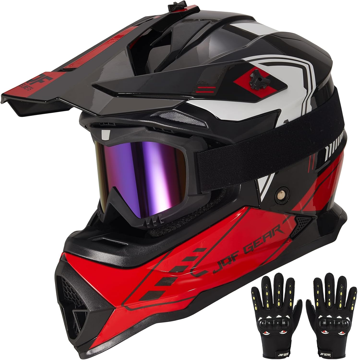 Adult Dirt Bike Helmet DOT Approved,WS901 Full Face Motocross Set | Includes Goggles Gloves,adjustable visor and washable liner for UTV MX Dirtbike ATV OffRoad