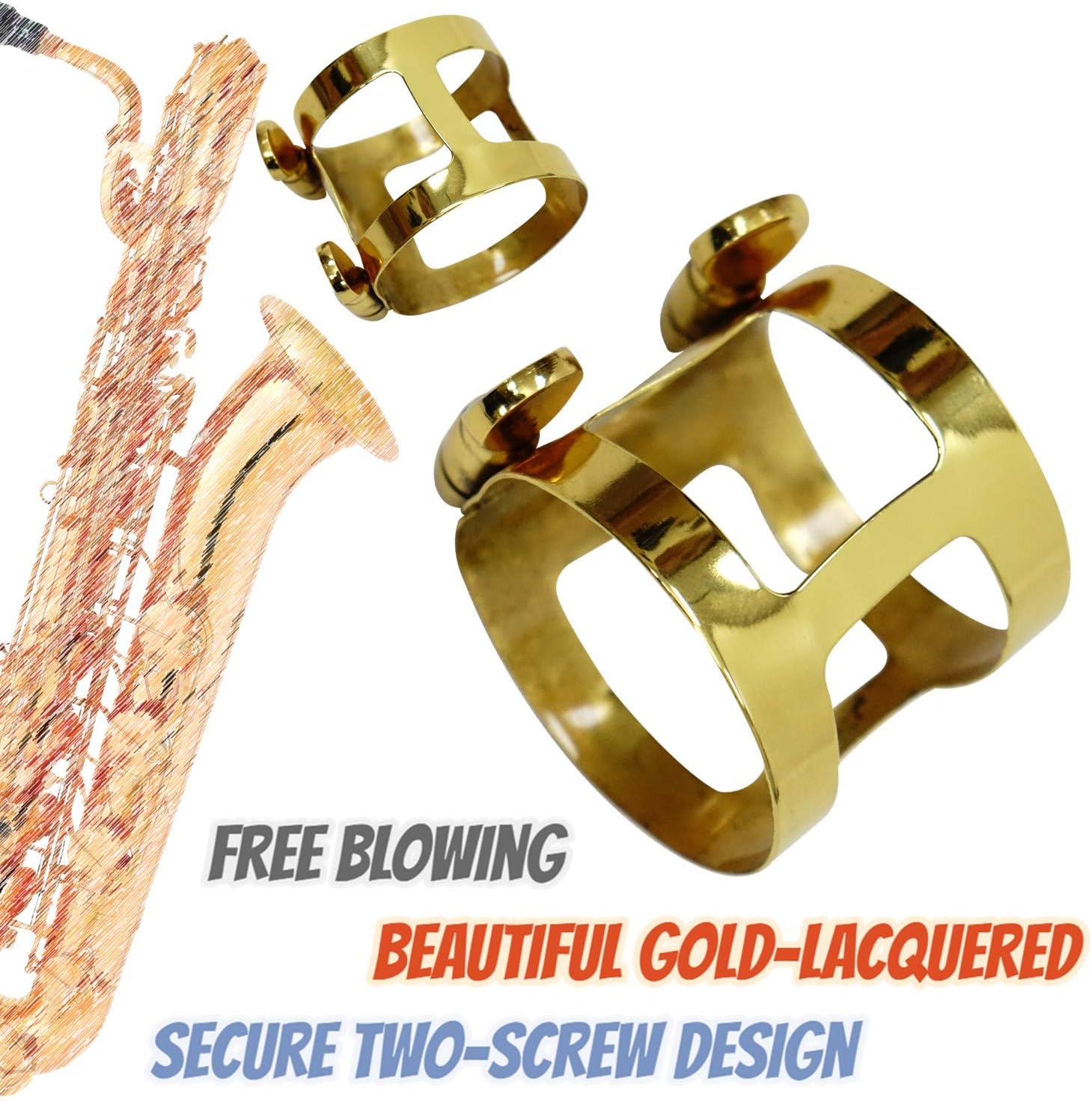 Libretto Baritone Saxophone Mouthpiece Kit: Standard Set With ABS 4C Mouthpiece, Plastic Cap, Gold Lacquered Ligature - Giftable