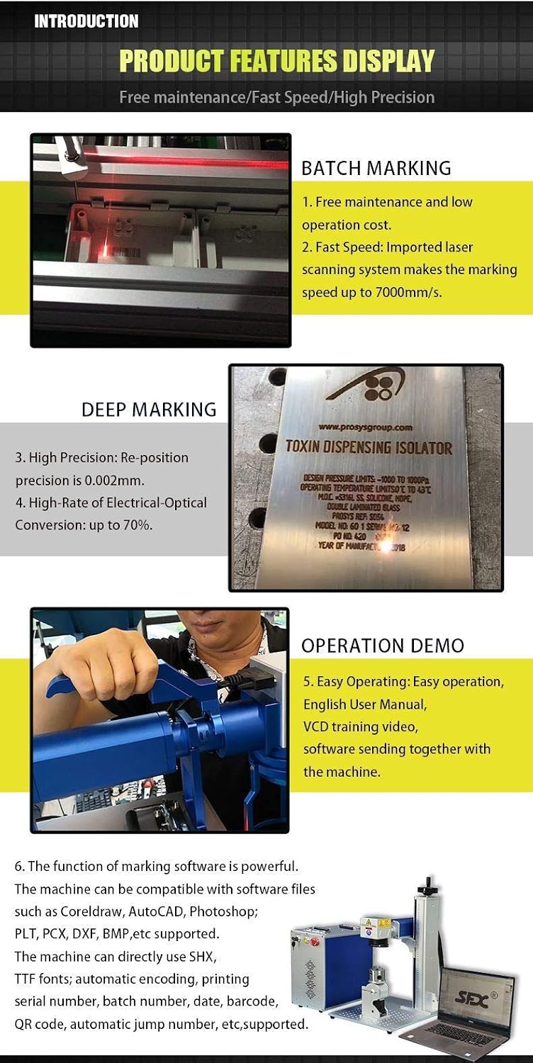 US Stock 60W Fiber Laser Engarver Machine MOPA JPT M7 Fiber Laser Marking Engraveing Machine with 175×175mm lens and 80mm Rotary Chuck Mopa Marker