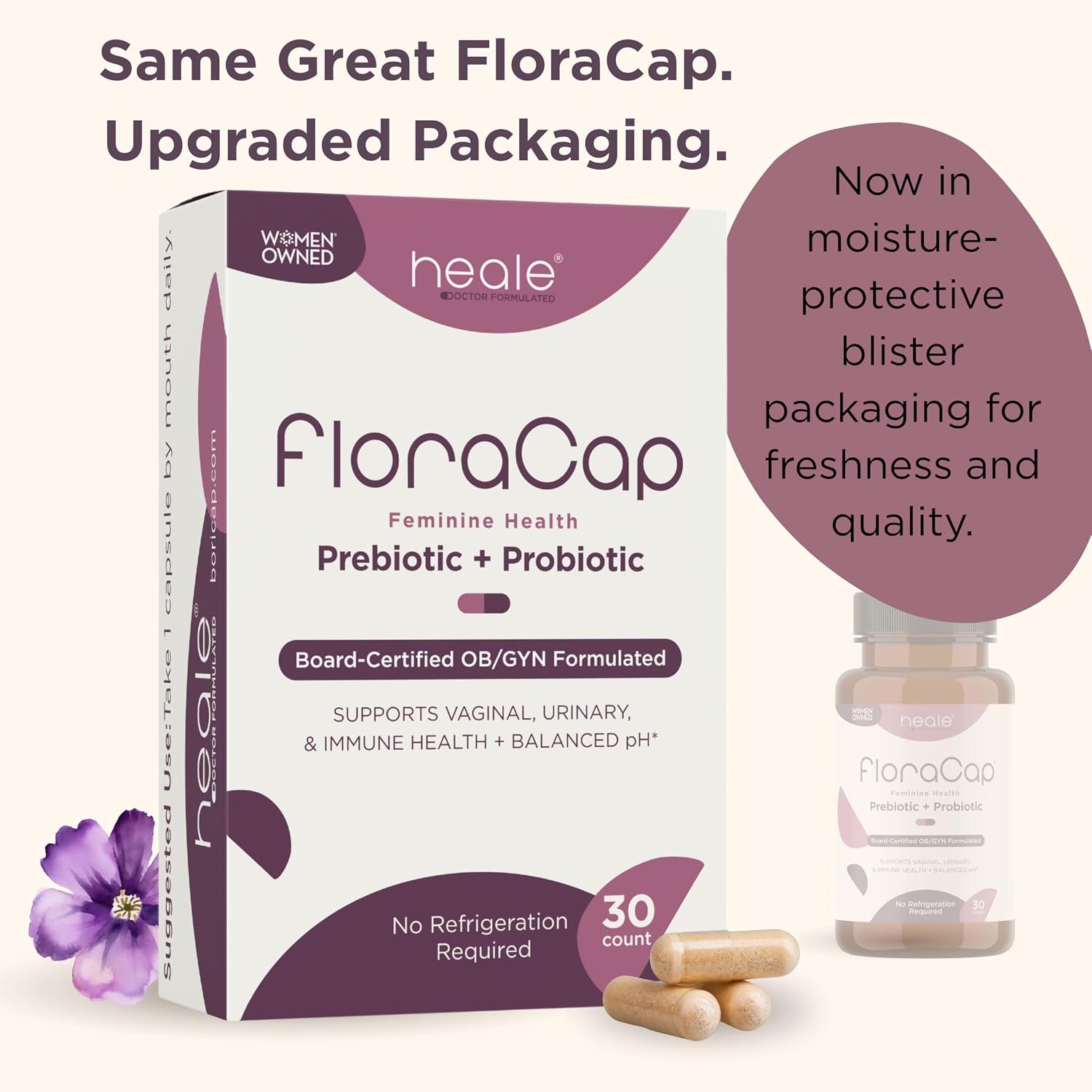 FloraCap Vaginal Probiotics for Women Health, 30 Oral Capsules | Reduce Odor, Itching, & Discomfort, pH-Balanced Formula, Urinary Tract & Healthy Vaginal Flora, Made in USA
