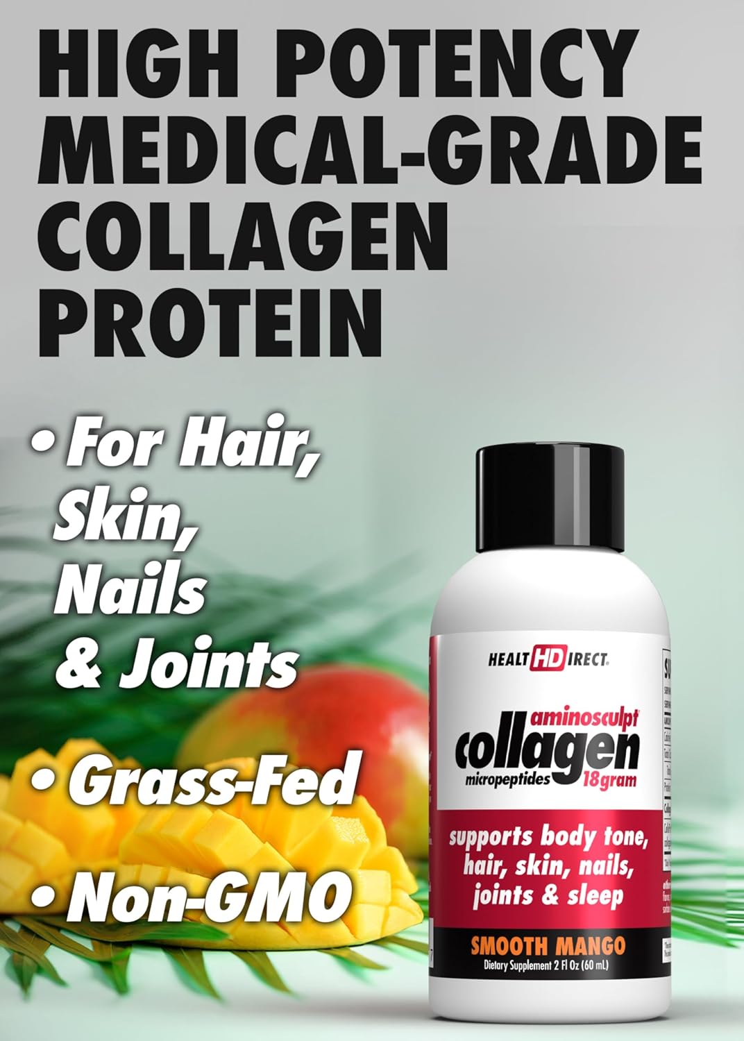 HEALTH DIRECT AminoSculpt Sugar-Free Liquid Collagen, Tart Cherry, 30 oz | High-Potency Collagen for Men & Women. Supports Hair, Skin, Nails & Joints. Medical-Grade, No Mixing, Non-GMO & Grass-Fed