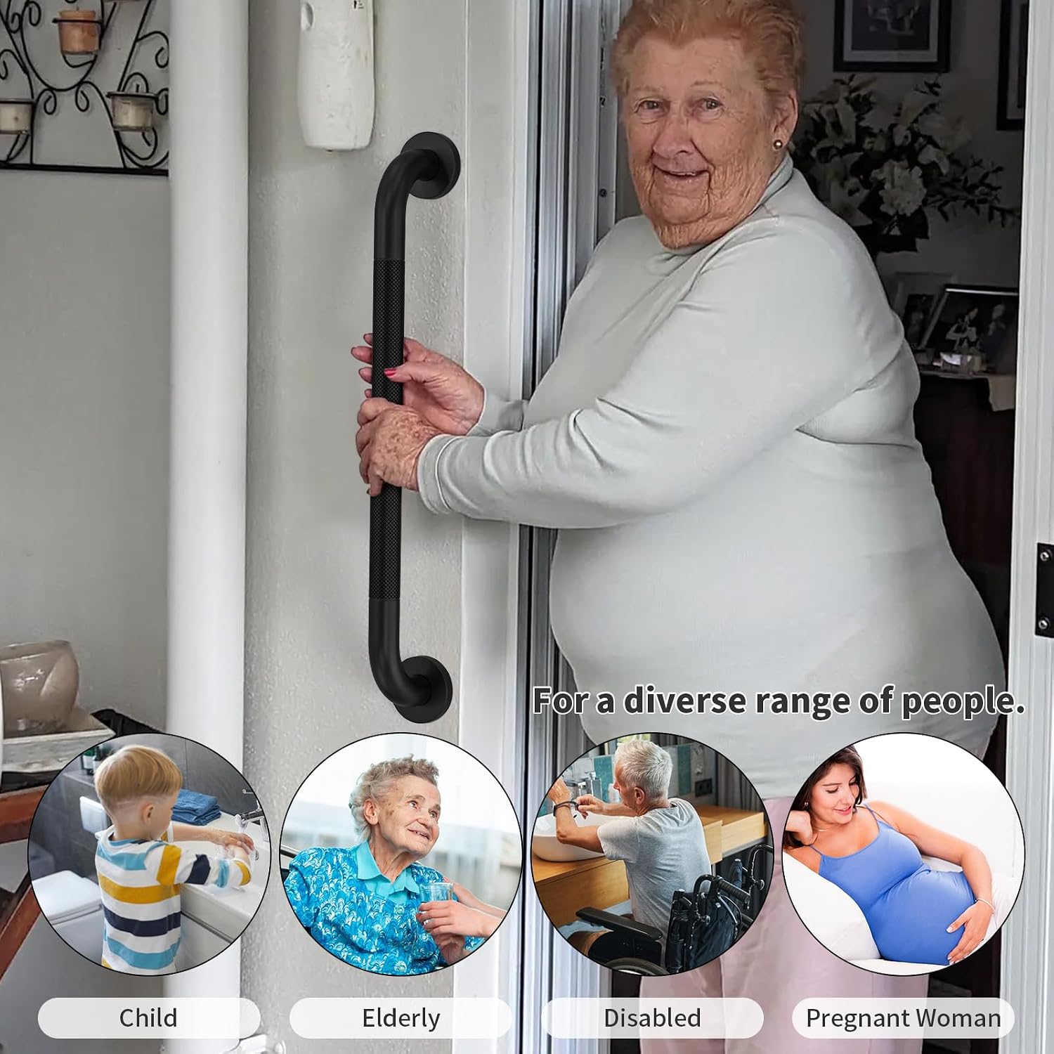 Munzong 3 Pack Commercial Handicap Grab Bars 18" 36" 42" Brushed Nickel | Bathroom Grab Bar for Shower 1.25" Diameter Anti Slip Bathroom Balance Bar Safety Hand Rail for Elderly Injury Senior