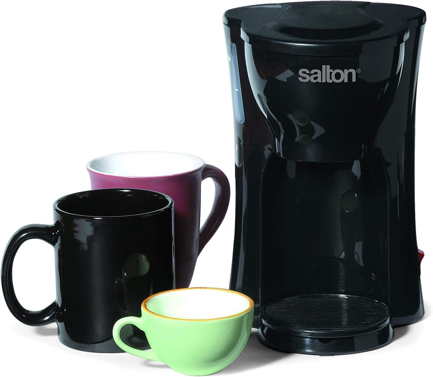 Salton 1 Cup Mini Compact Drip Coffee Maker with Reusable Mesh Filter for Coffee Grounds