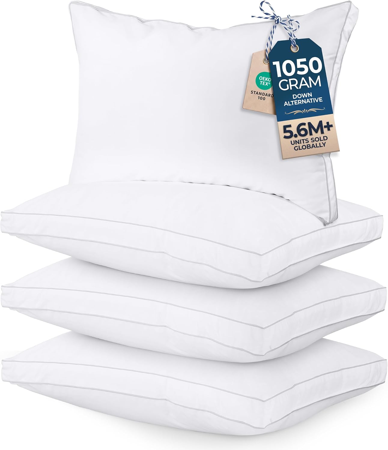 Utopia Bedding Gusset Bed Pillow, Hotel Pillows King Size Set of 2, White