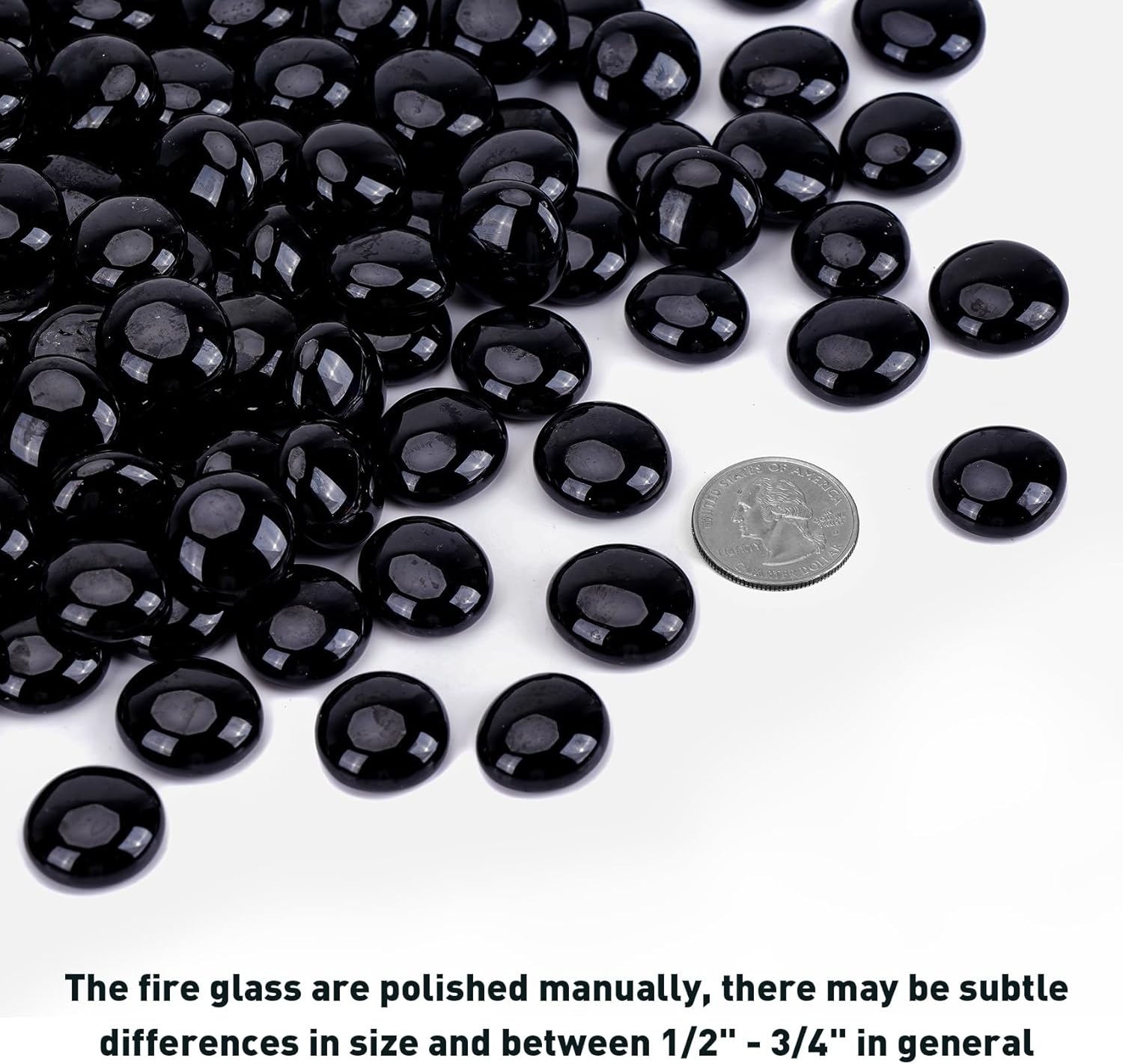 Skyflame 10-Pound Fire Glass Beads for Fire Pit Fireplace, Onyx Black
