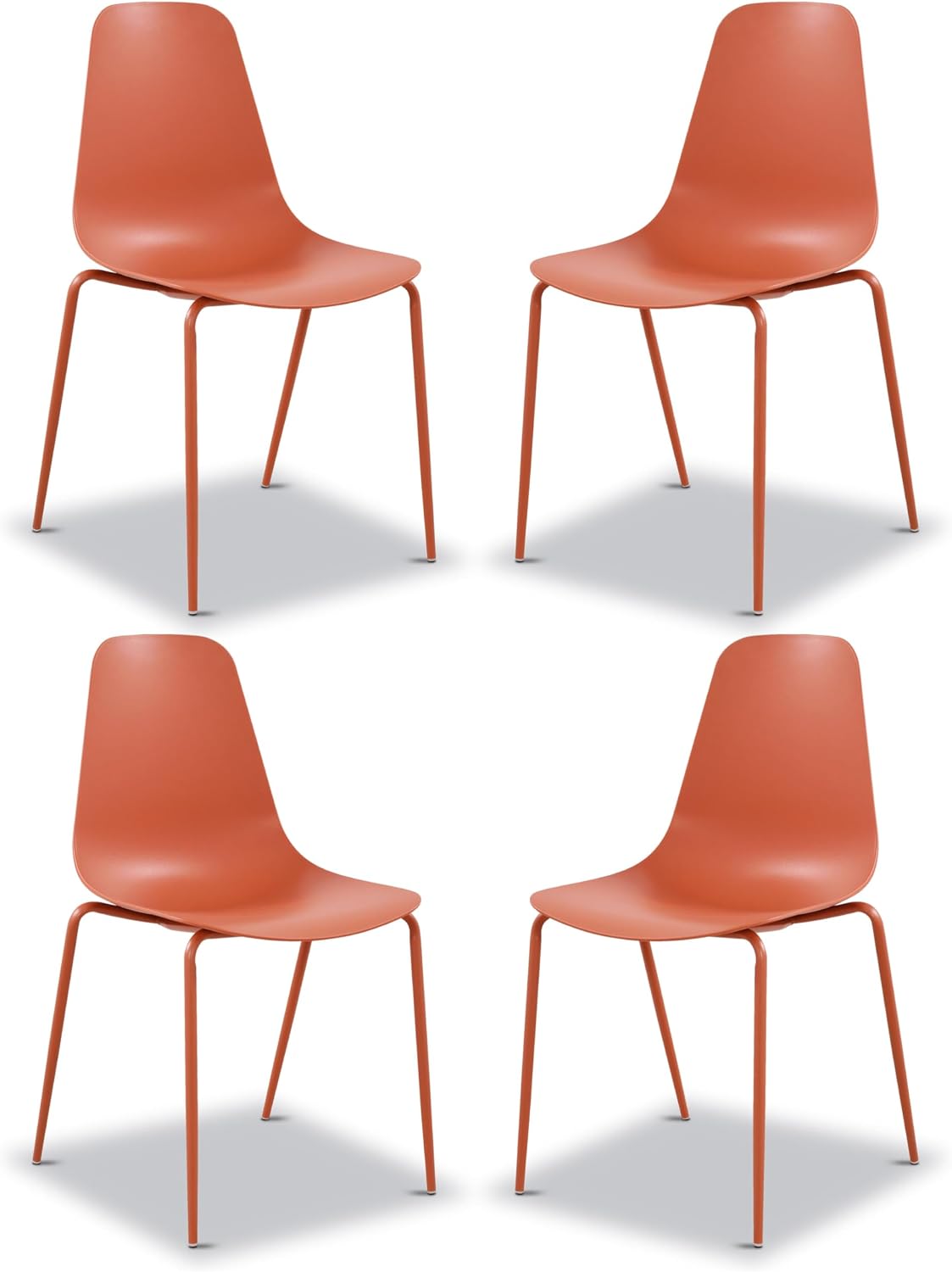 Poly & BARK Isla Modern Kitchen Chairs Set of 4 - Plastic Dining Chair with Metal Legs - Quick Assembly Simple Cafe Chairs Plastic for Indoor or