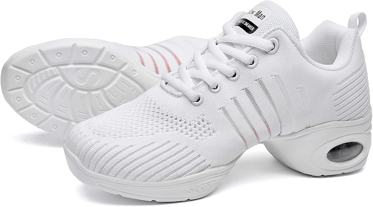 Slow Man Women's Jazz Shoes Lace-up Sneakers - Breathable Air Cushion Lady Split Sole Athletic Walking Dance Shoes Platform