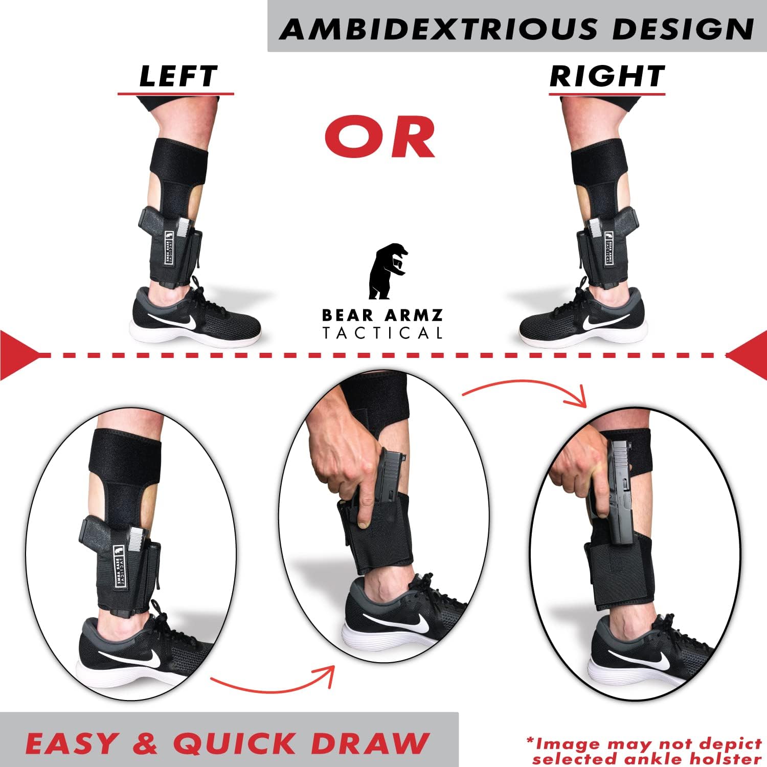 Ankle Holster for Concealed Carry | American Company | Comfortable & Secure | Compatible with Glock 43, 42, 30, 27, 26 S&W M&P Shield 9mm, Bodyguard .380, Ruger LCP, LC9, Sig Sauer P365 P238, Kimber