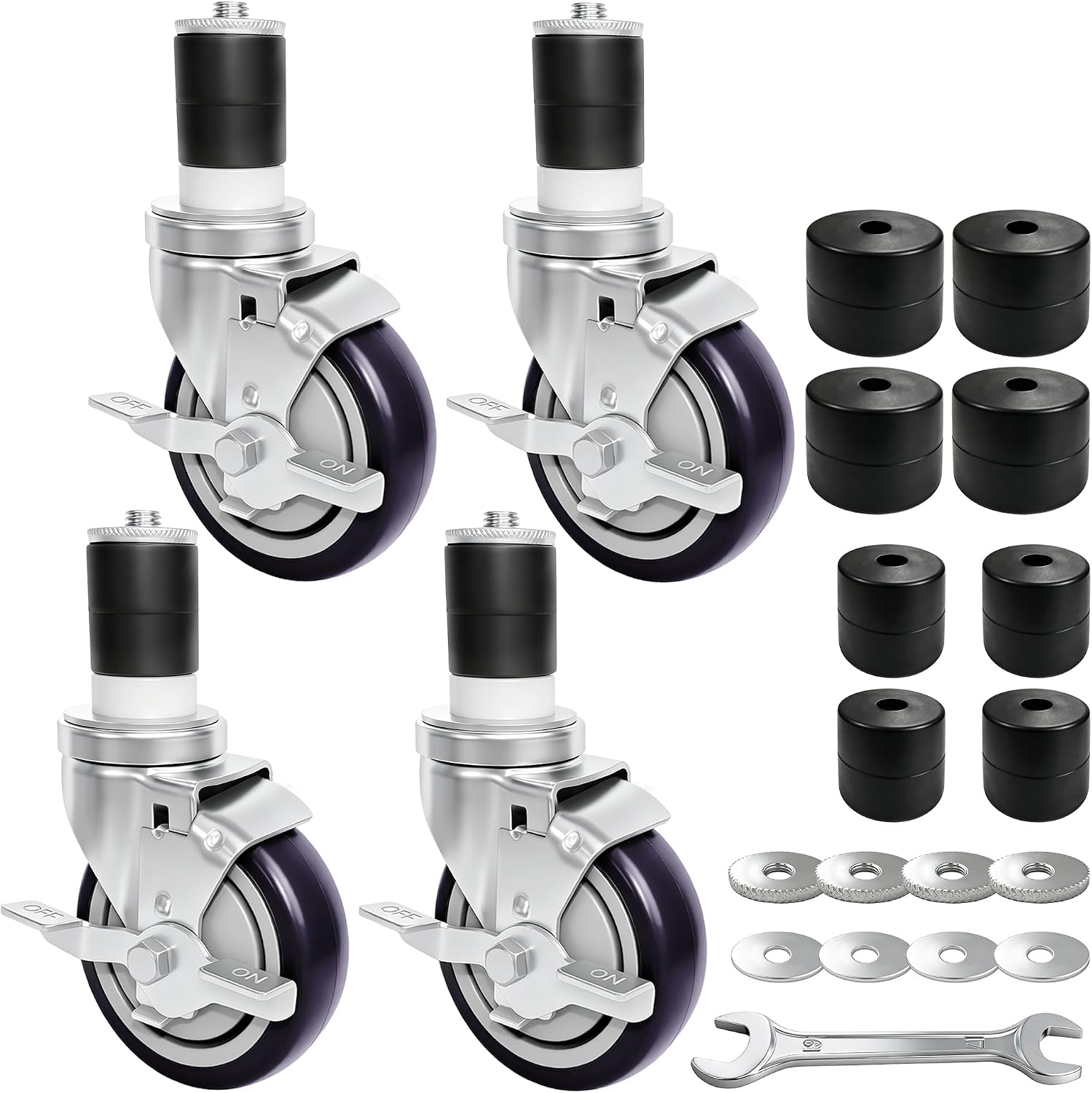 MySit 4 inch Work Table Caster Wheels for Commercial Kitchen Prep Tables