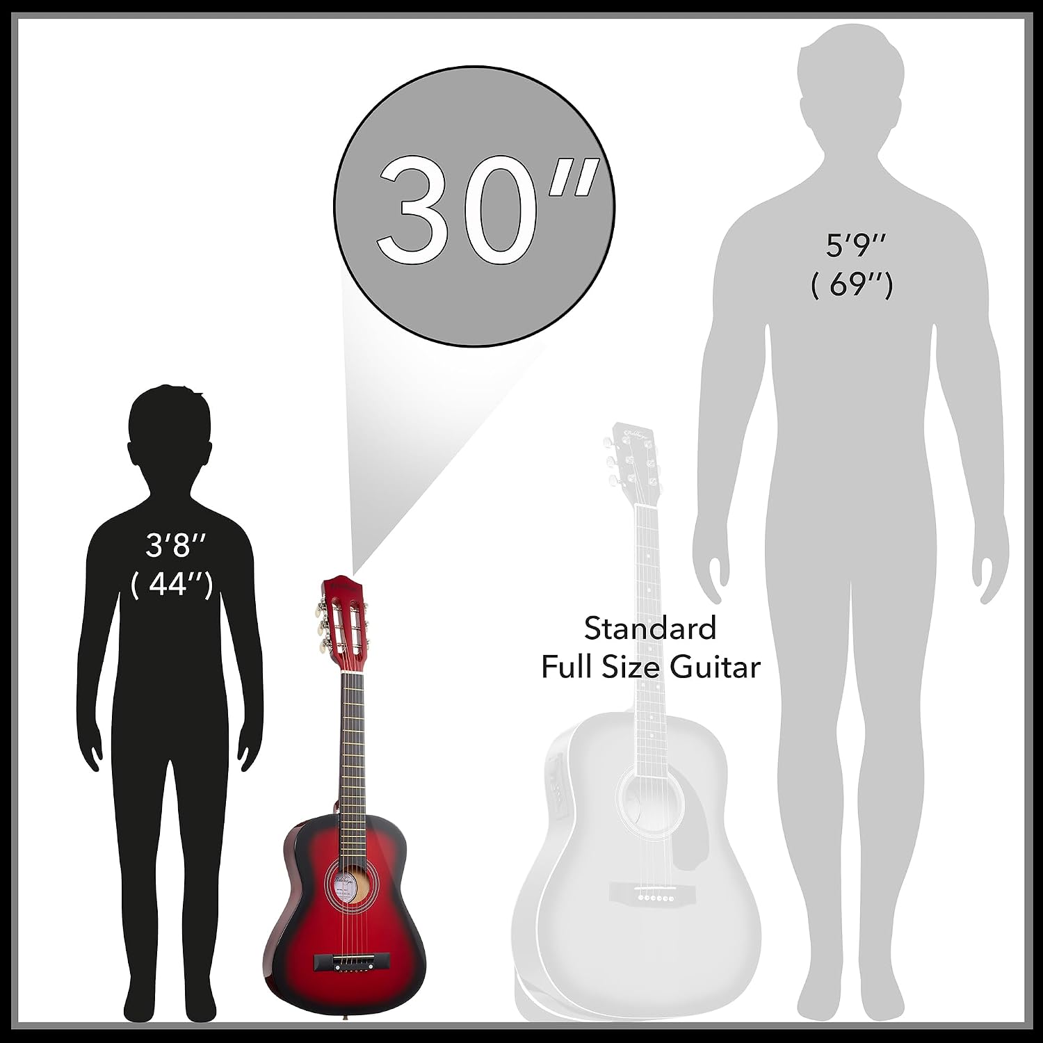Ashthorpe 38-inch Beginner Acoustic Guitar (Red), Starter Kit with Gig Bag, Extra Strings, Strap, Picks, and Lessons