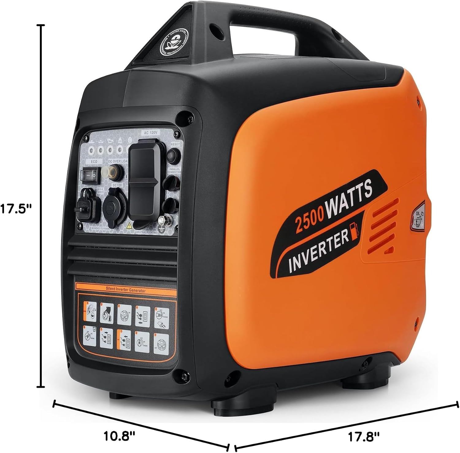 Oxseryn 2800-Watts Portable Inverter Generator, Gas Generators for Home Use, Camping, Super Quiet Emergency Home Backup, with Fuel Shut Off, 1.1Gal Fuel Tank, 39Lbs, EPA Compliant