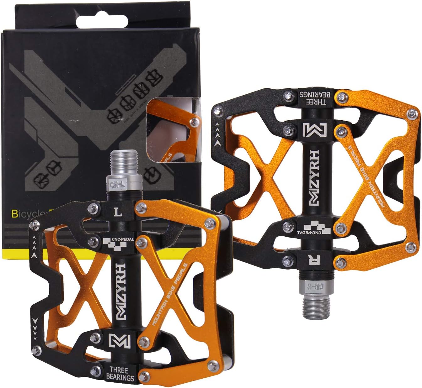 MZYRH Mountain Bike Pedals, Ultra Strong Colorful CNC Machined 9/16" Cycling Sealed 3 Bearing Pedals