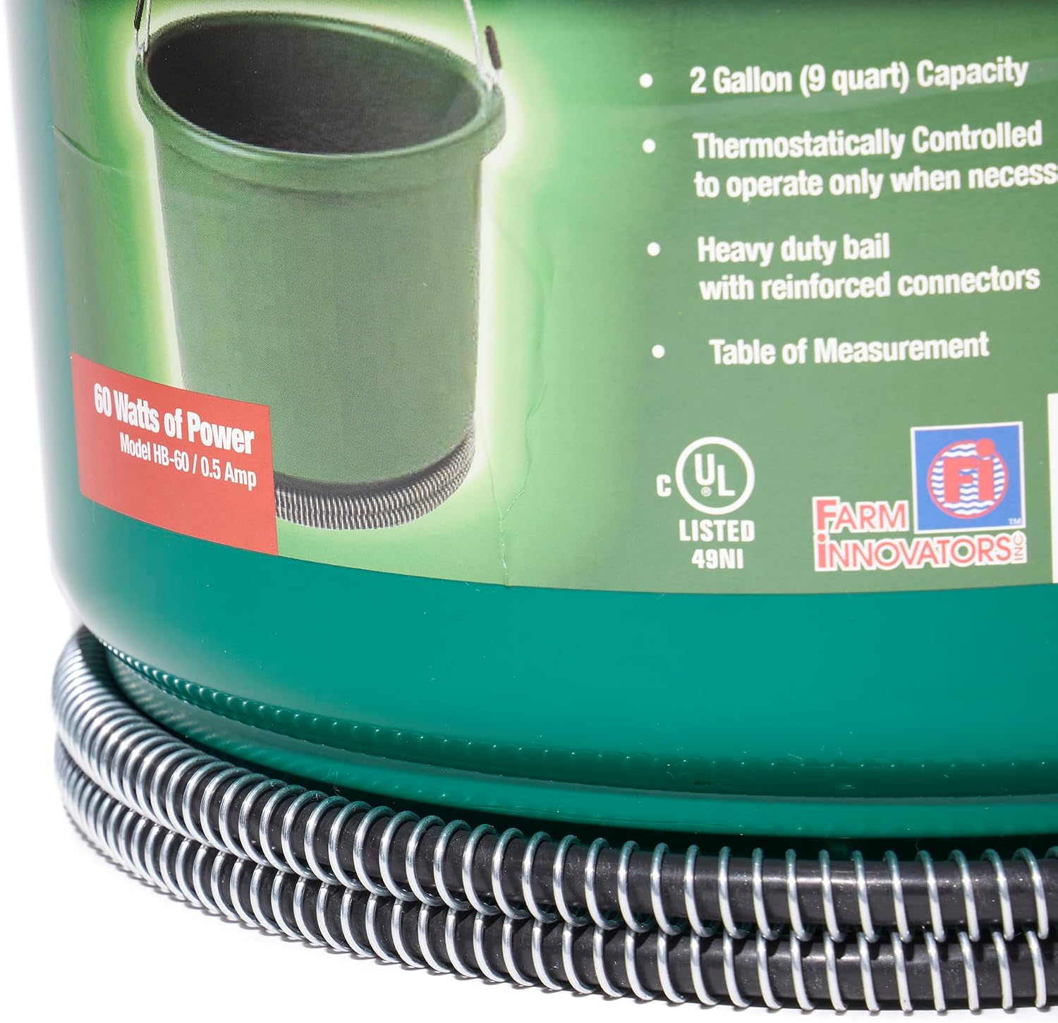 Farm Innovators Heated Water Bucket, 200W Heating Power - 16 Gallon Plastic Bucket with Replaceable Heating Element for Livestock Watering & Feeding | Thermostatically controlled to operate only when necessary, large 16-gallon capacity, anti-chew cord