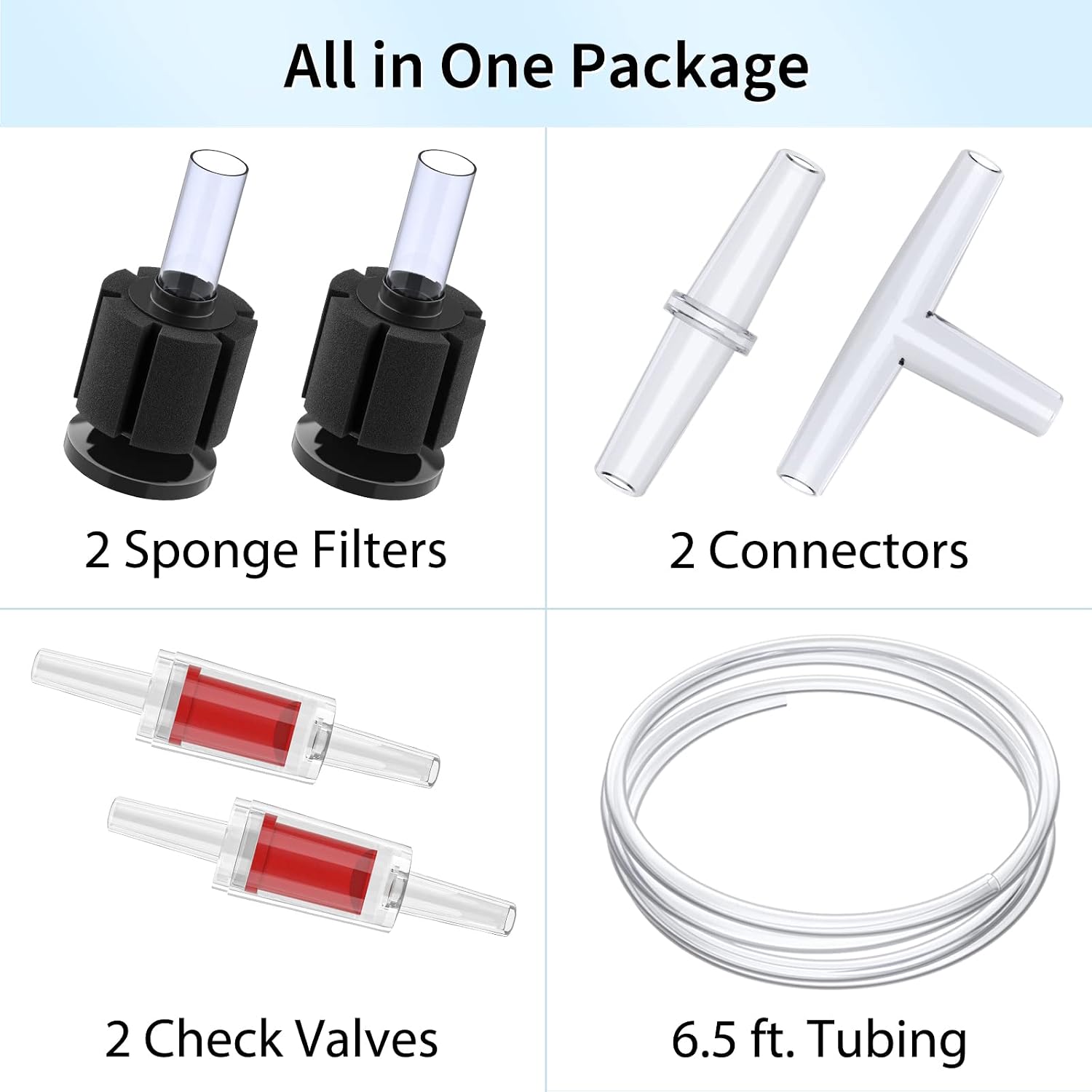 Uniclife Aquarium Air Pump Adjustable 4 LPM 2 Outlets Oxygen Pump with Accessories 100 Gallon Fish Tank