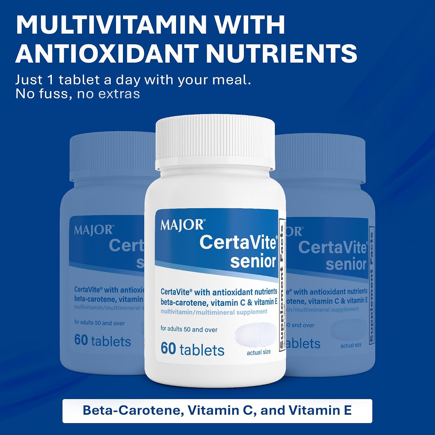 MAJOR CertaVite Senior Multivitamin with Antioxidants, 60 Tablets | Multivitamin for Women and Men With Beta-Carotene, Iron, Vitamin C and E