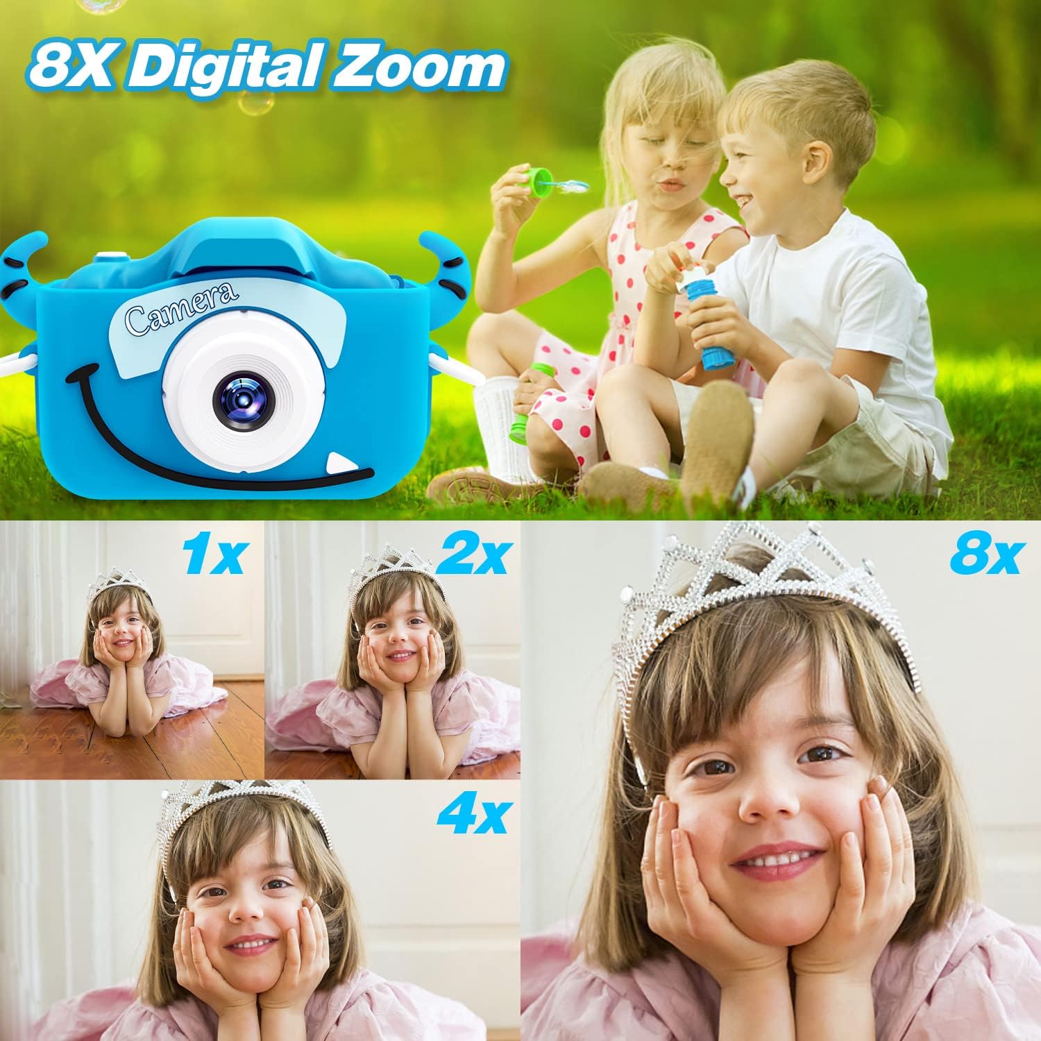 Goopow Kids Camera Toys for 3-8 Year Old Girls Boys,Children Digital Video Camcorder Camera with Cartoon Soft Cover, Best Chritmas Birthday Festival Gift for Kids